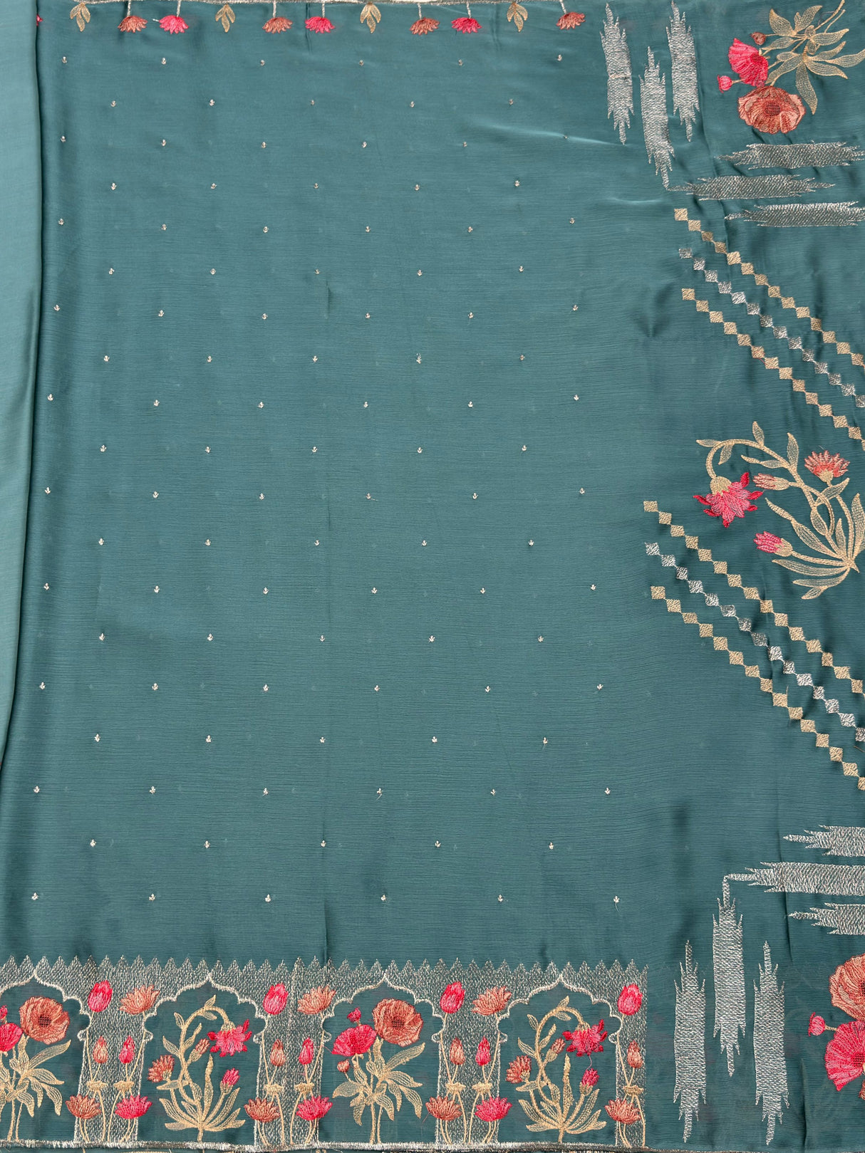 MIMOSA Sapphire Banarasi chiffon Saree — pallu and zari work detail