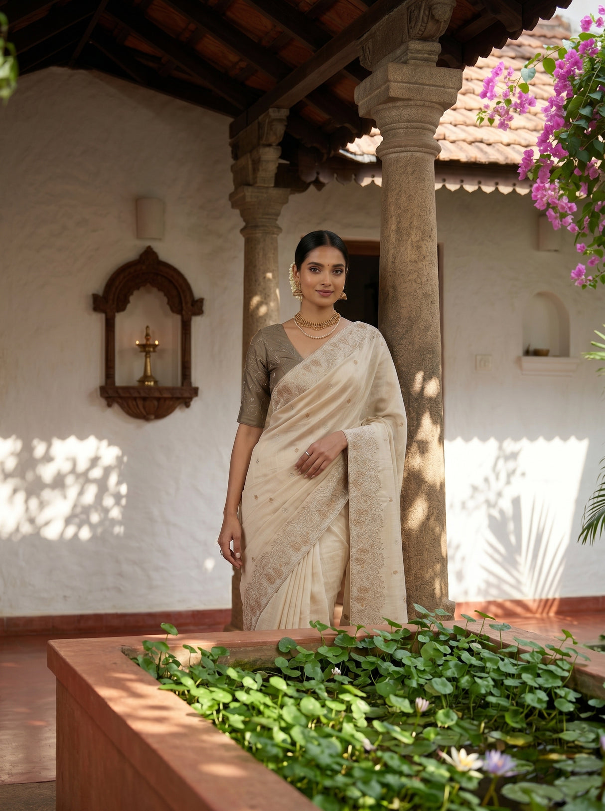 MIMOSA Tussar Banarasi chiffon Saree — pose 10 styling detail