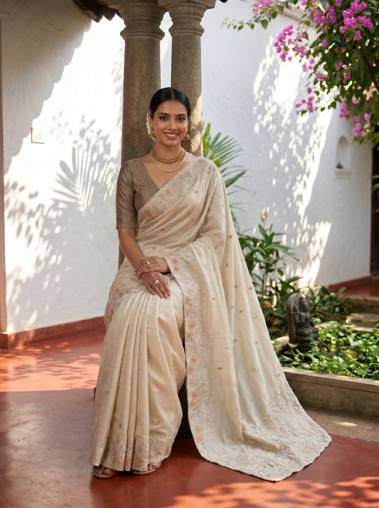 MIMOSA Tussar Banarasi chiffon Saree — pose 8 styling detail