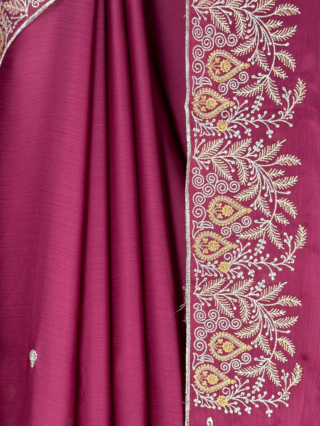 MIMOSA Wine Banarasi chiffon Saree — fleets shot full lifestyle