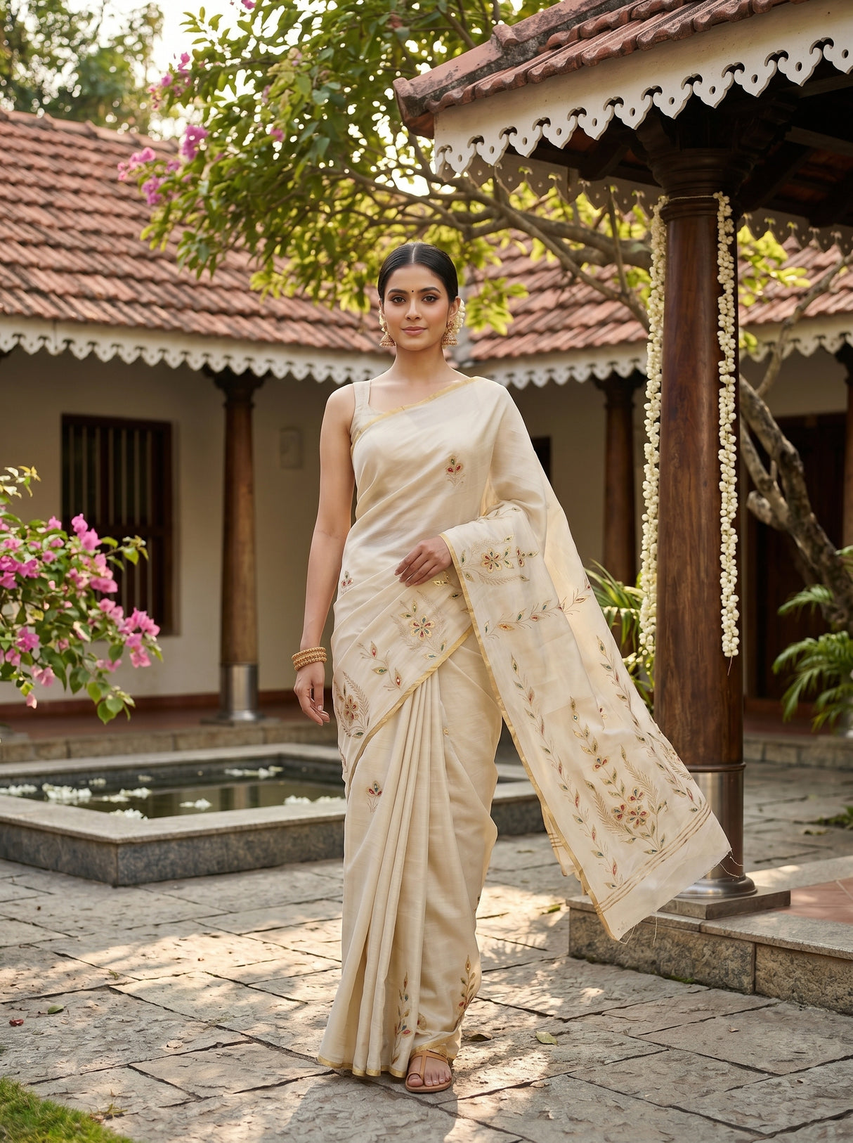 MIMOSA Tussar Banarasi chiffon Saree — pose 6 styling detail