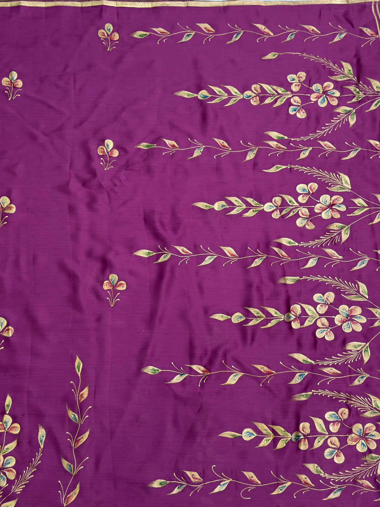 MIMOSA Wine Banarasi chiffon Saree — pallu and zari work detail