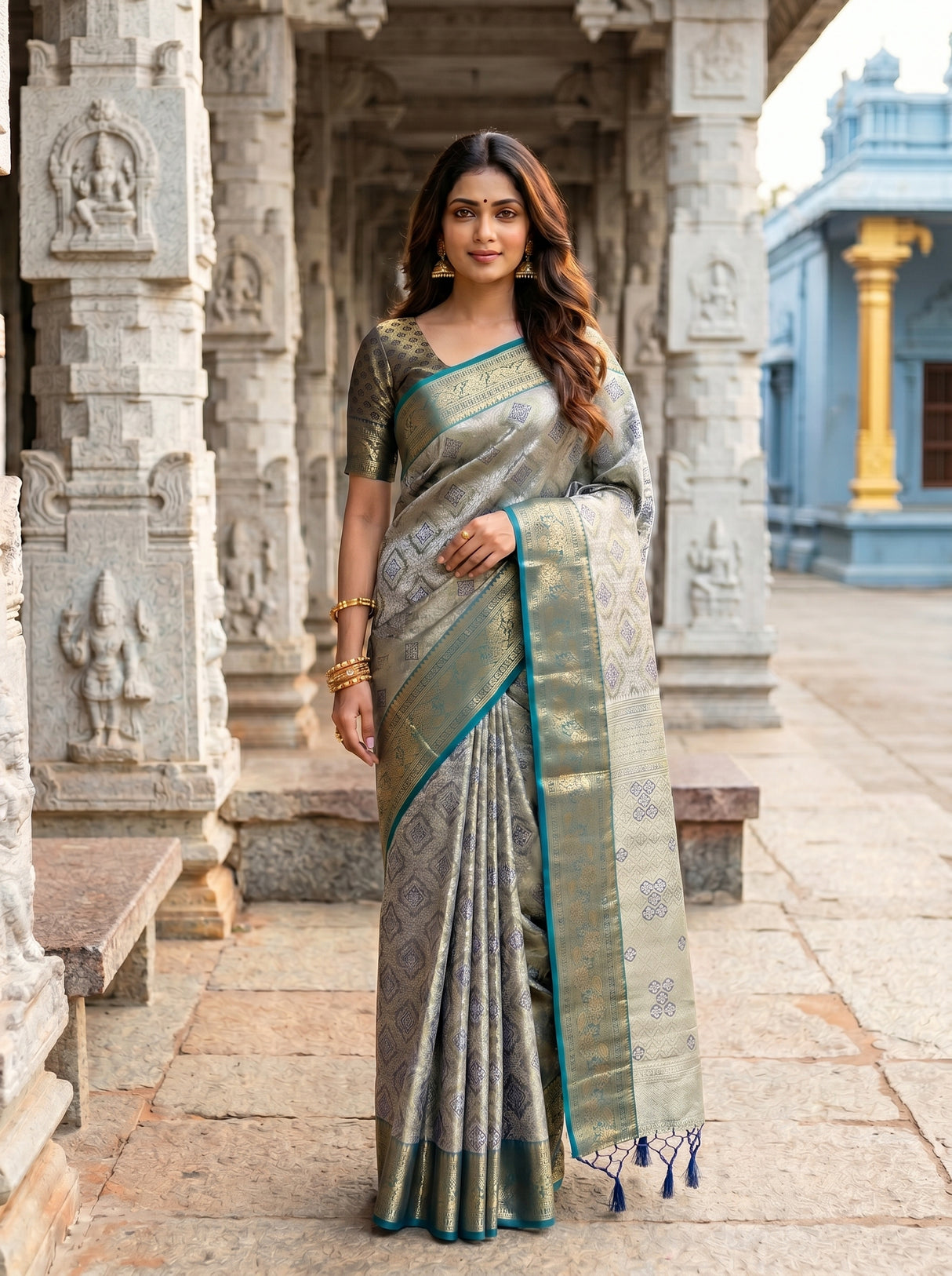 MIMOSA Navy Saree Saree — pose 10 styling detail