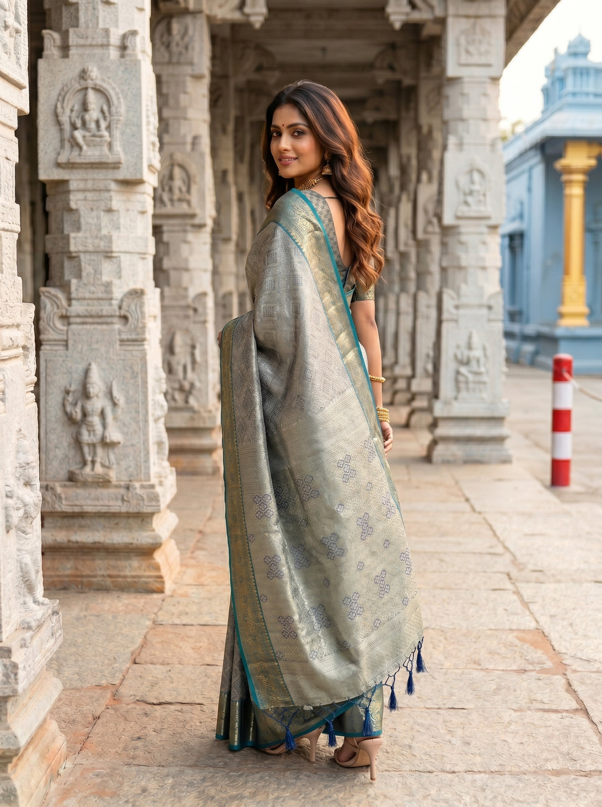 MIMOSA Navy Saree Saree — pose 7 styling detail