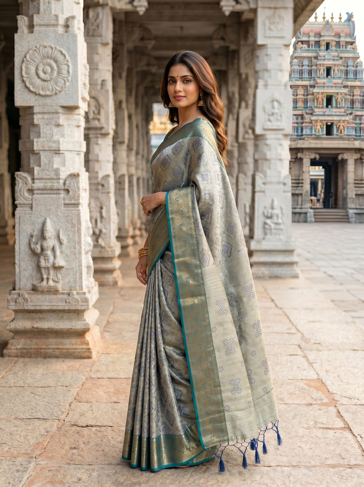 MIMOSA Navy Saree Saree — pose 9 styling detail
