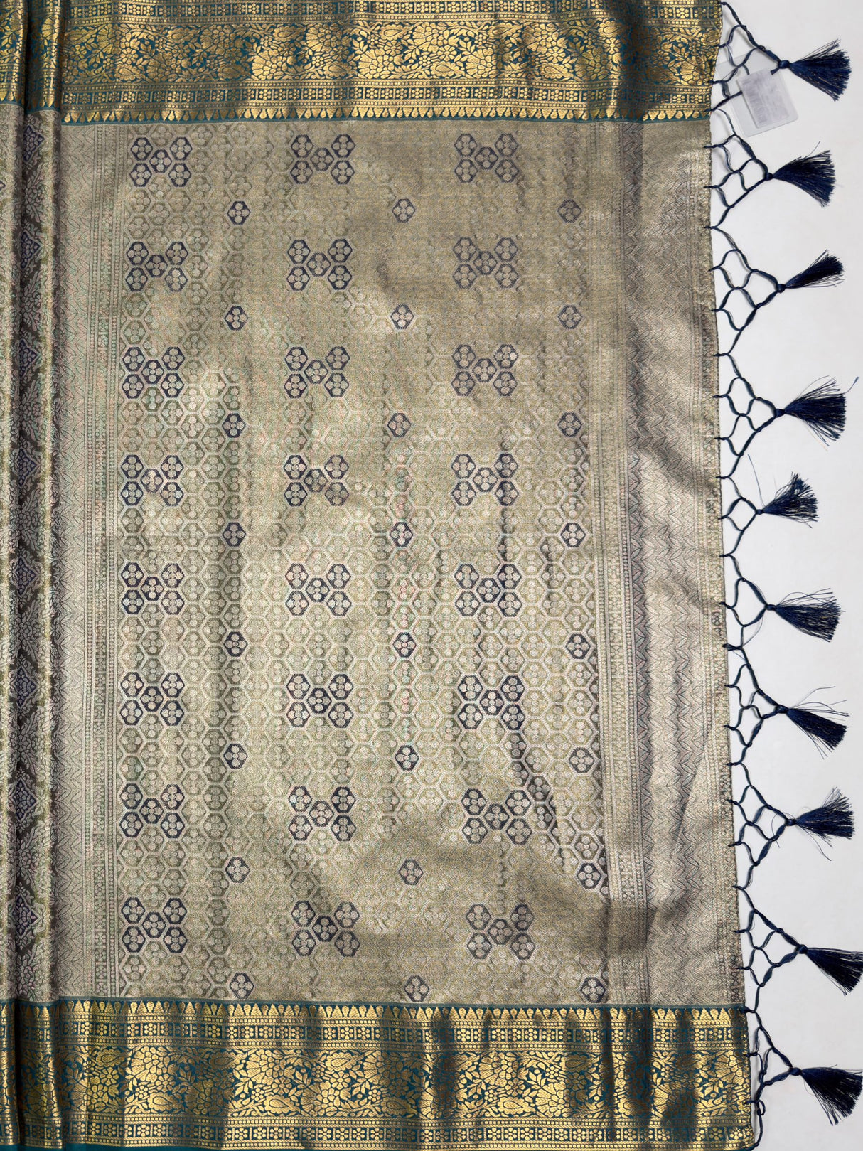 MIMOSA Navy Saree Saree — pallu and zari work detail