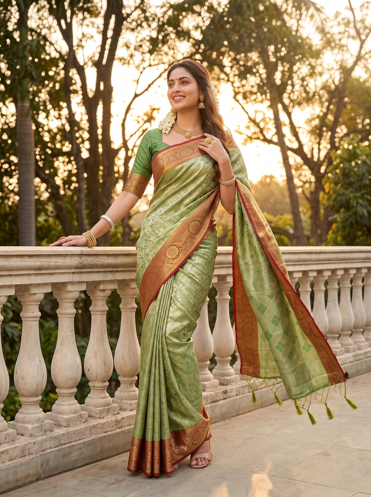 MIMOSA Green Saree Saree — pose 5 styling detail