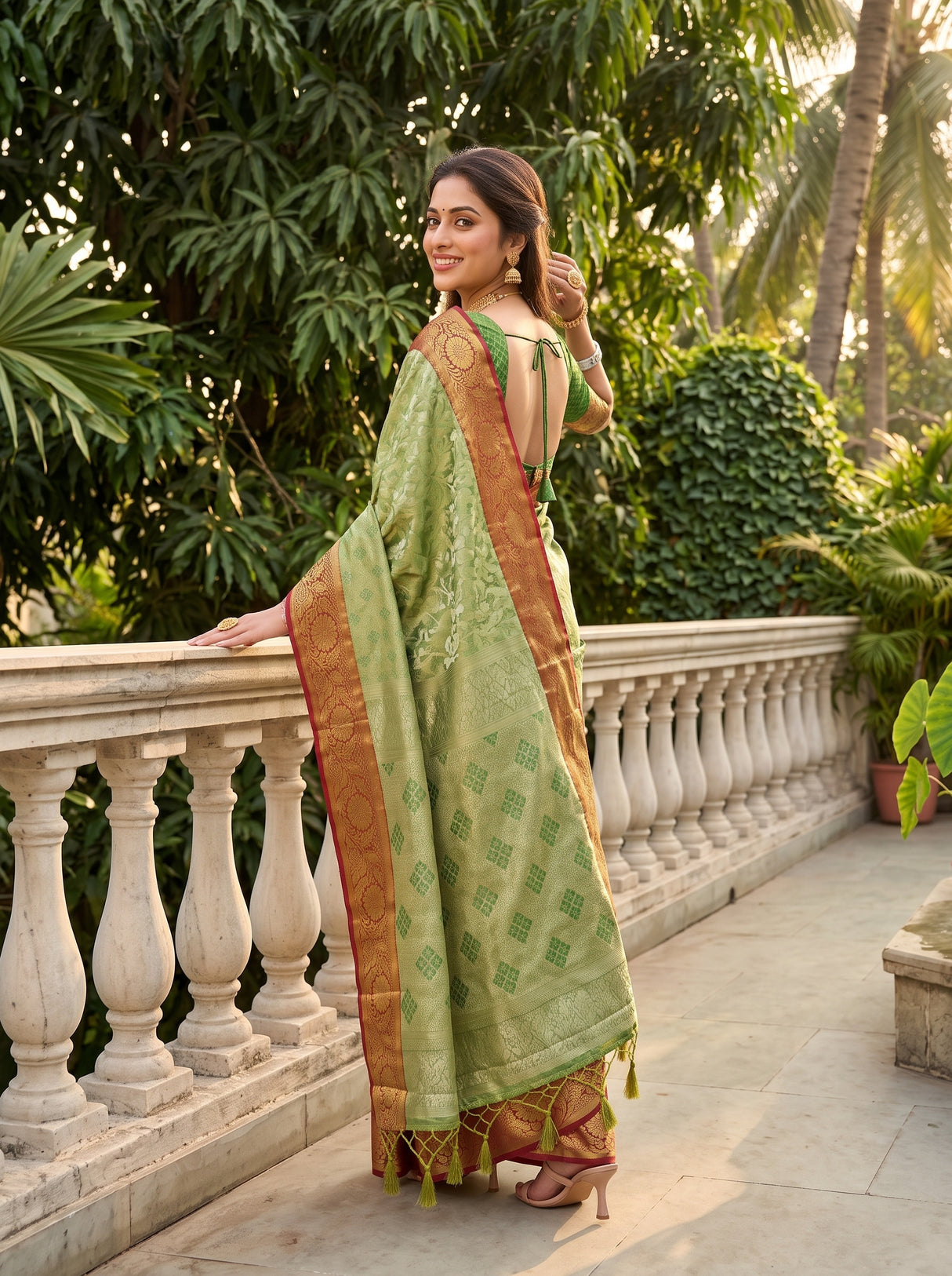 MIMOSA Green Saree Saree — pose 7 styling detail