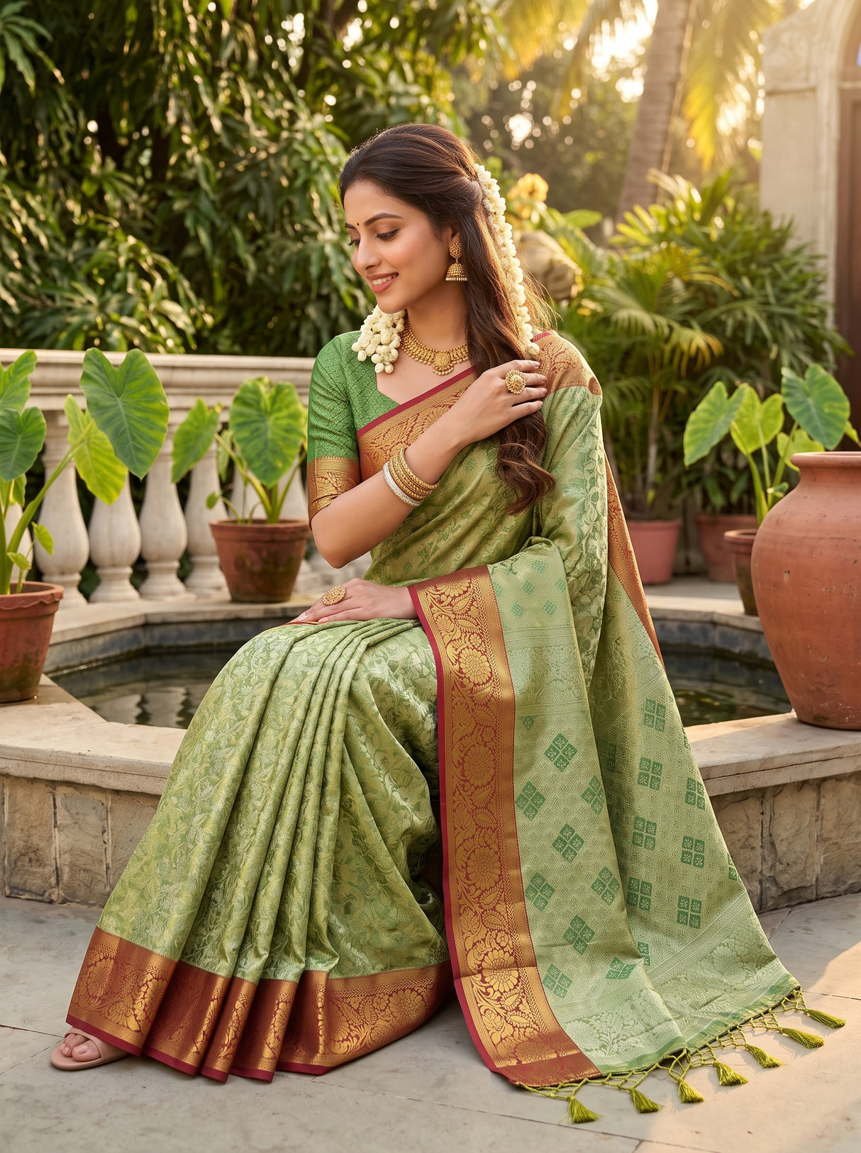 MIMOSA Green Saree Saree — pose 8 styling detail