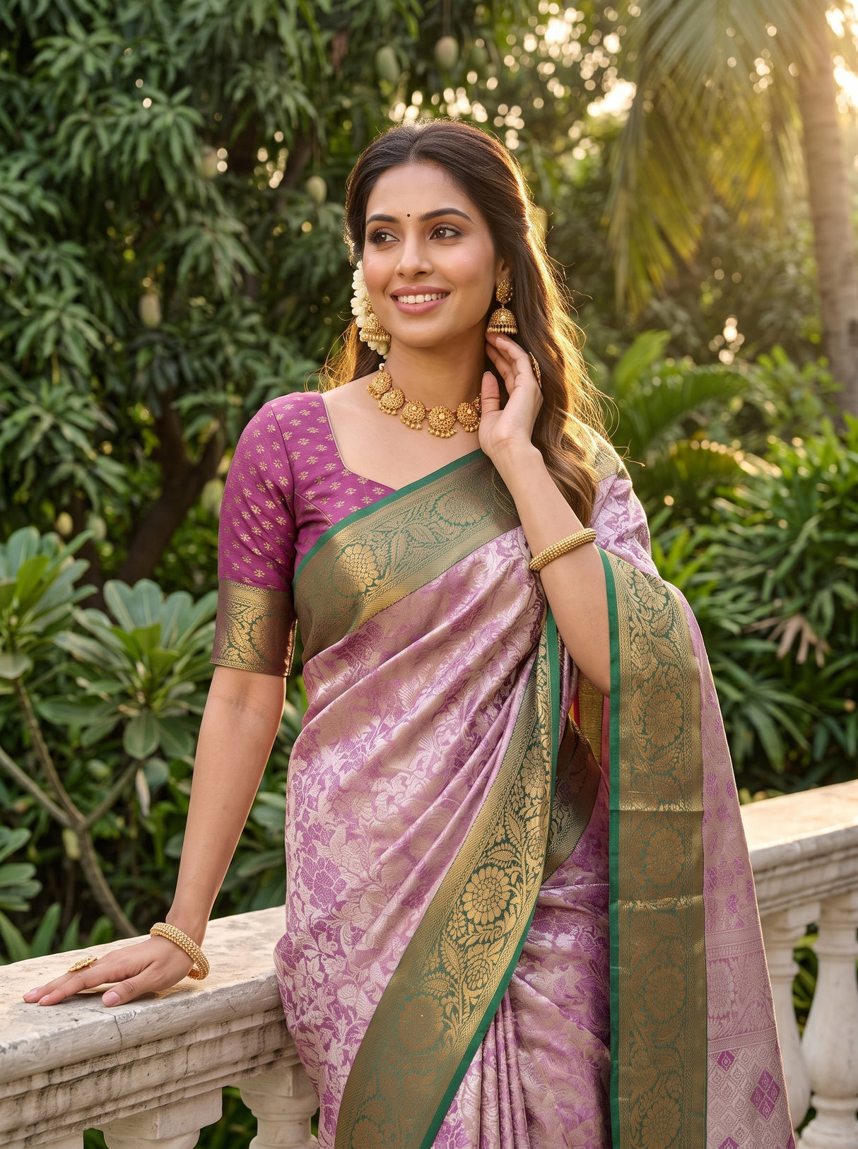 MIMOSA Magenta Saree Saree — pose 10 styling detail
