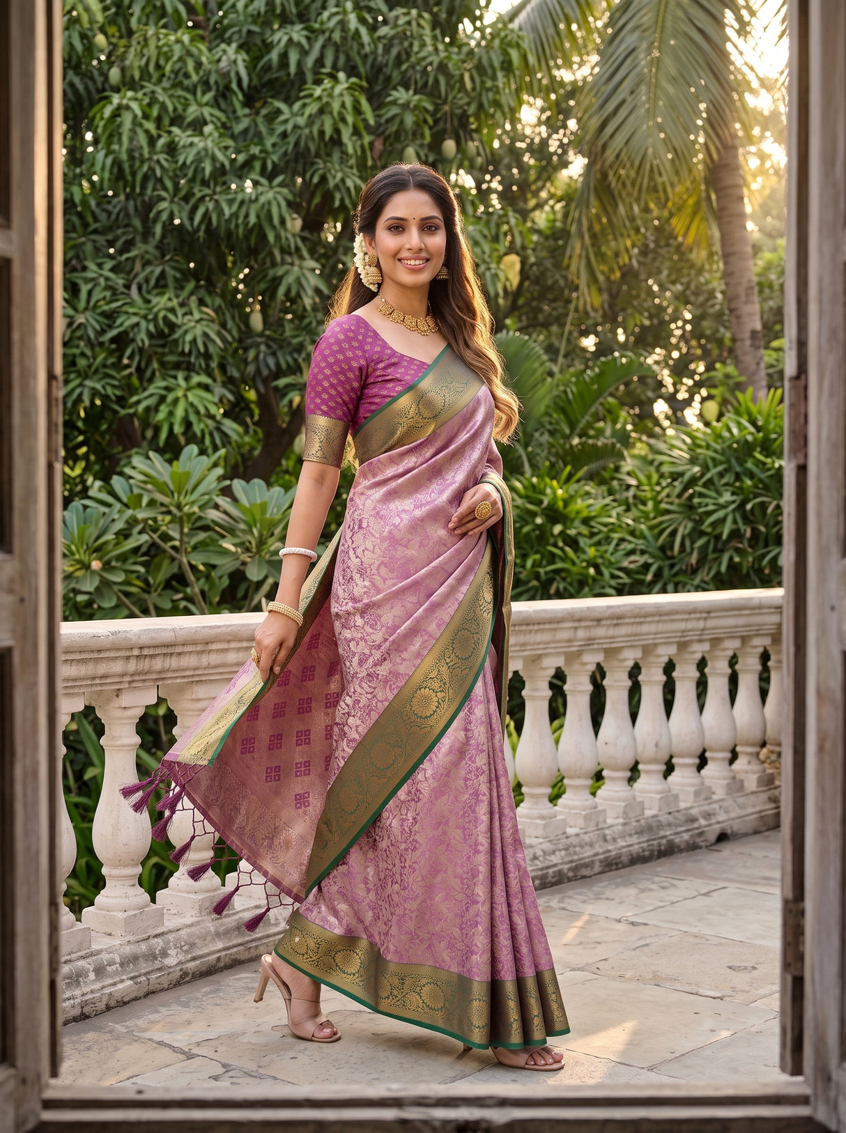MIMOSA Magenta Saree Saree — pose 6 styling detail