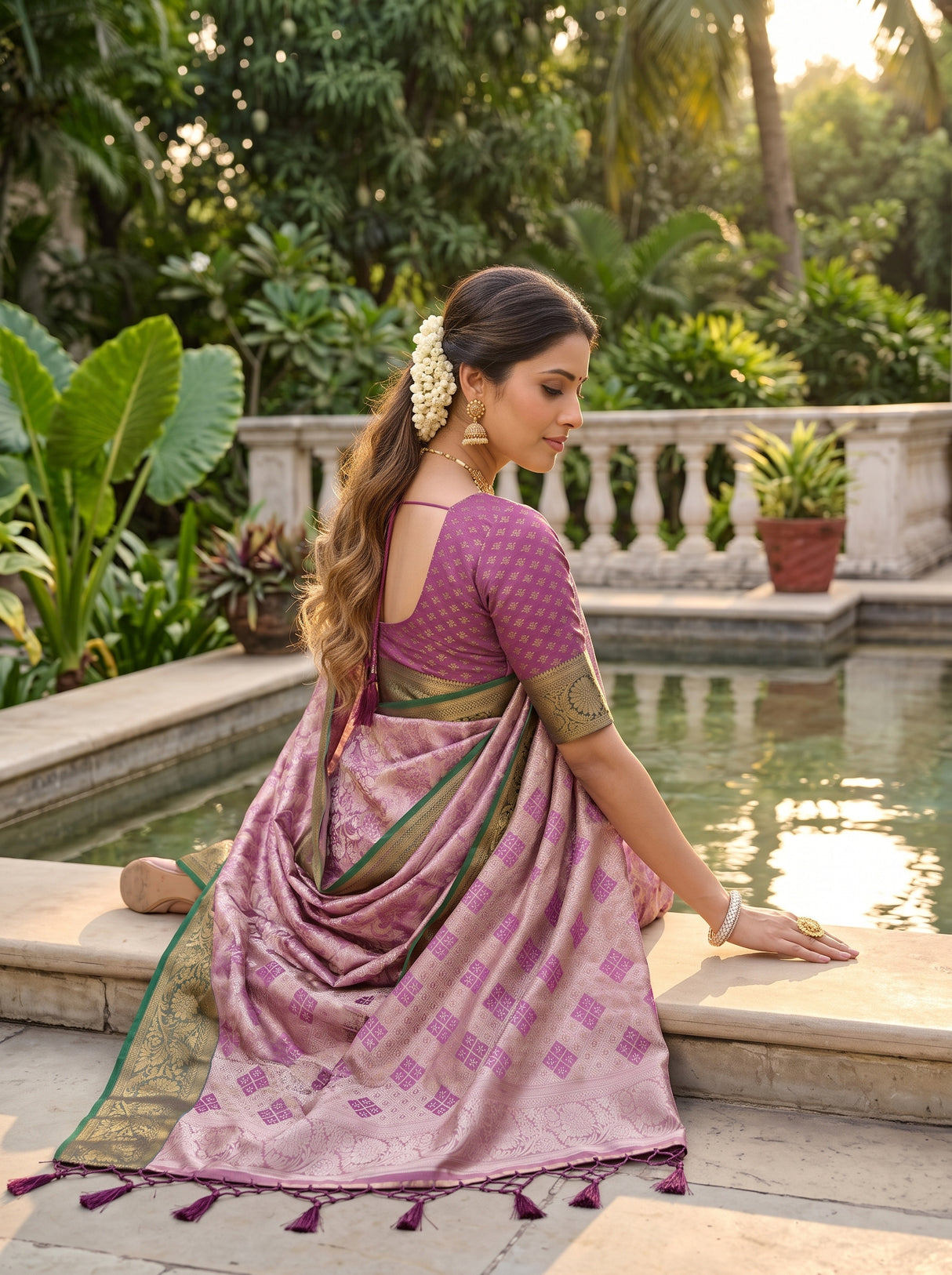 MIMOSA Magenta Saree Saree — pose 8 styling detail