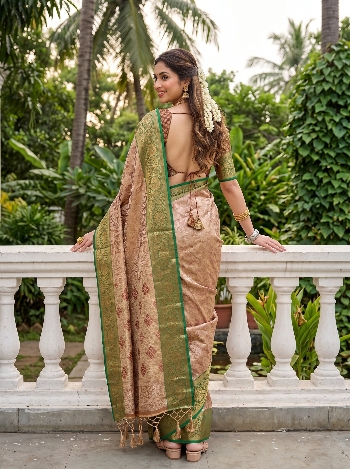 MIMOSA Maroon Saree Saree — pose 2 styling detail