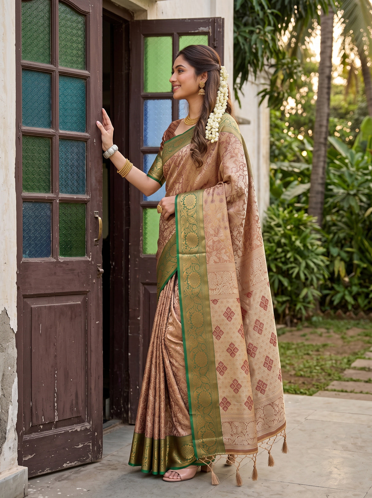 MIMOSA Maroon Saree Saree — pose 3 styling detail