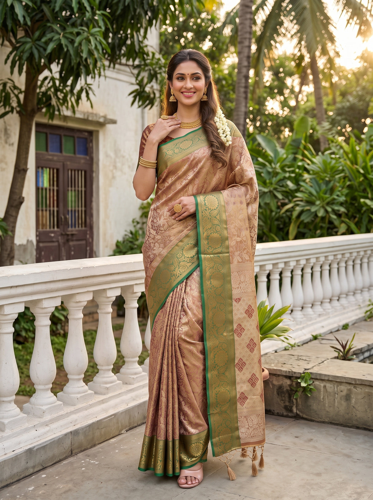 MIMOSA Maroon Saree Saree — pose 5 styling detail