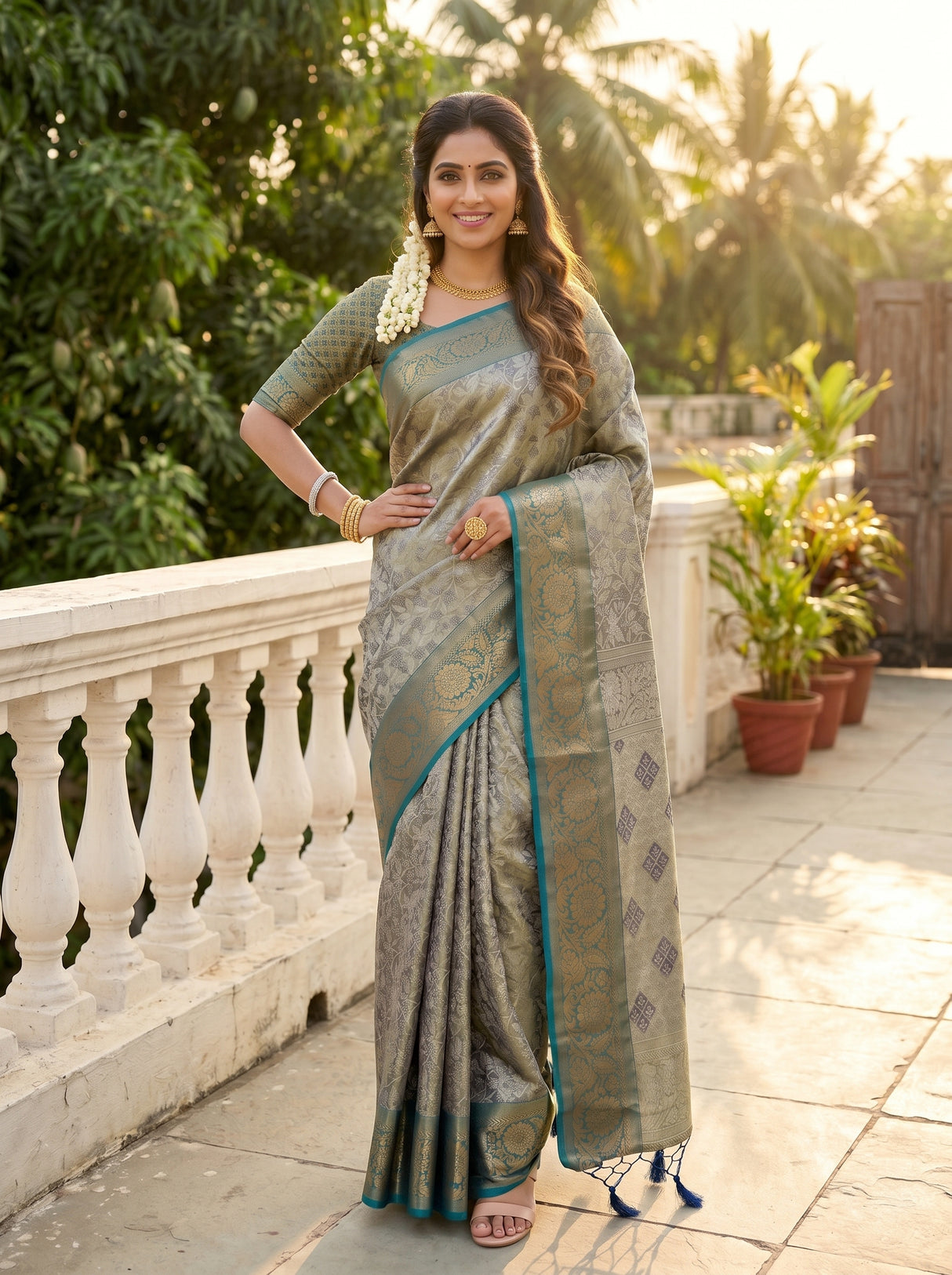 MIMOSA Navy Saree Saree — pose 4 styling detail