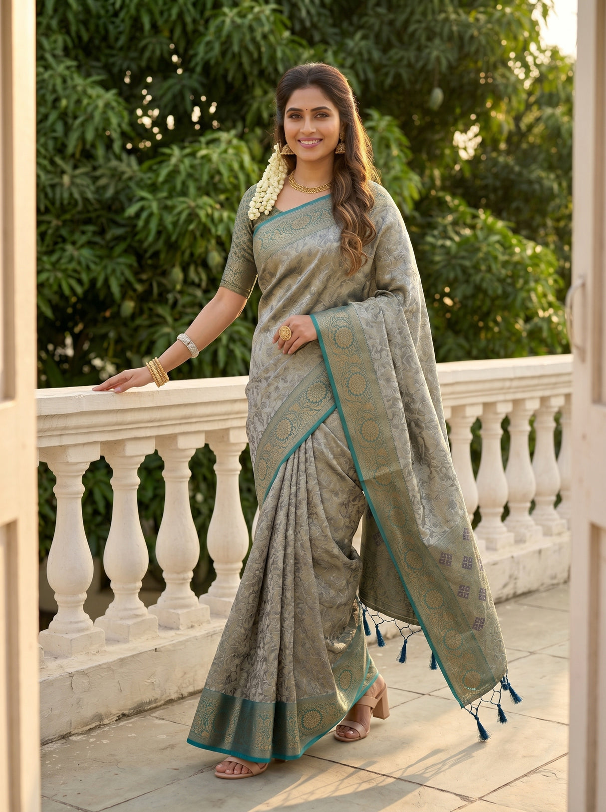 MIMOSA Navy Saree Saree — pose 6 styling detail