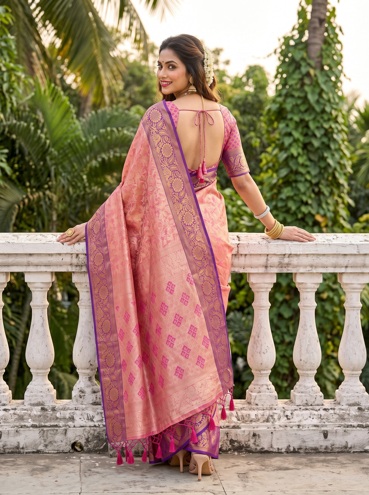 MIMOSA Rani Saree Saree — pose 2 styling detail