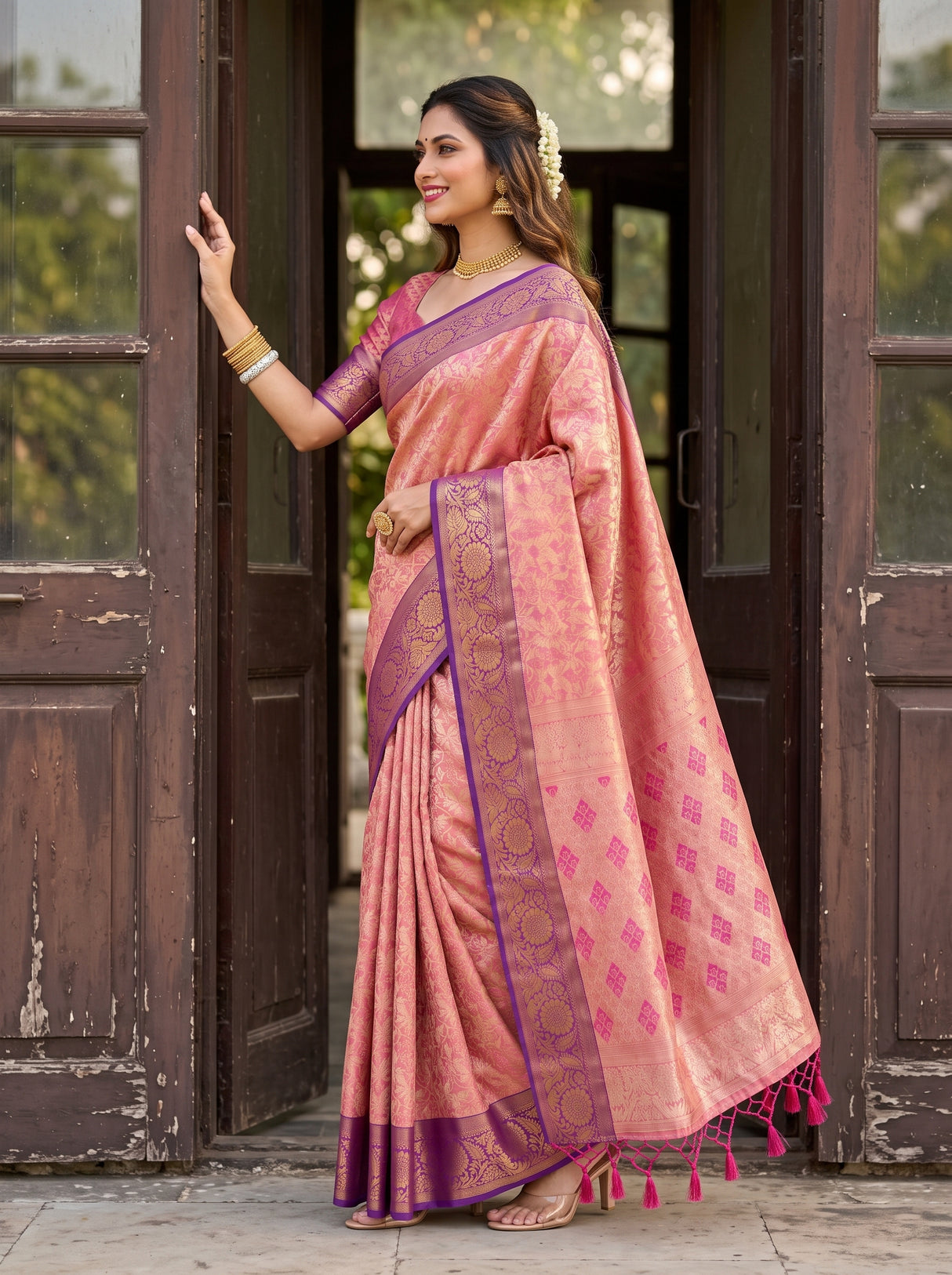 MIMOSA Rani Saree Saree — pose 3 styling detail