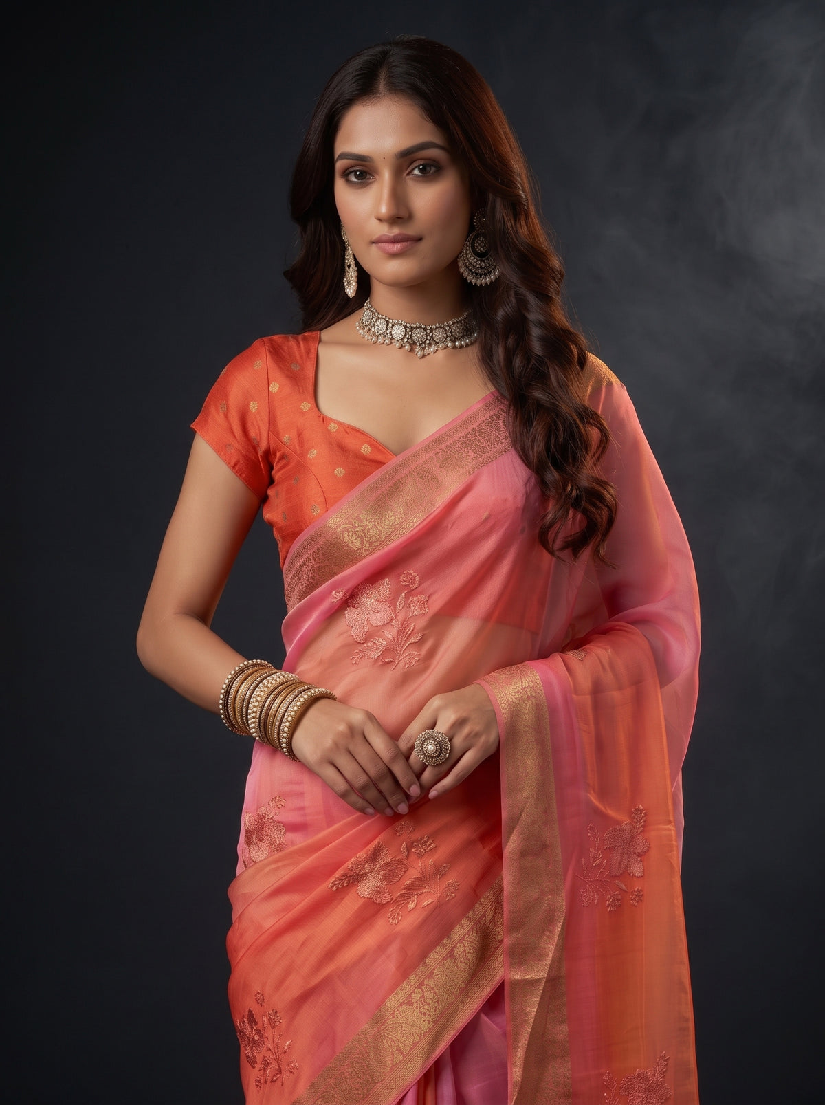 MIMOSA Gajari Jaipur Saree — pose 10 styling detail