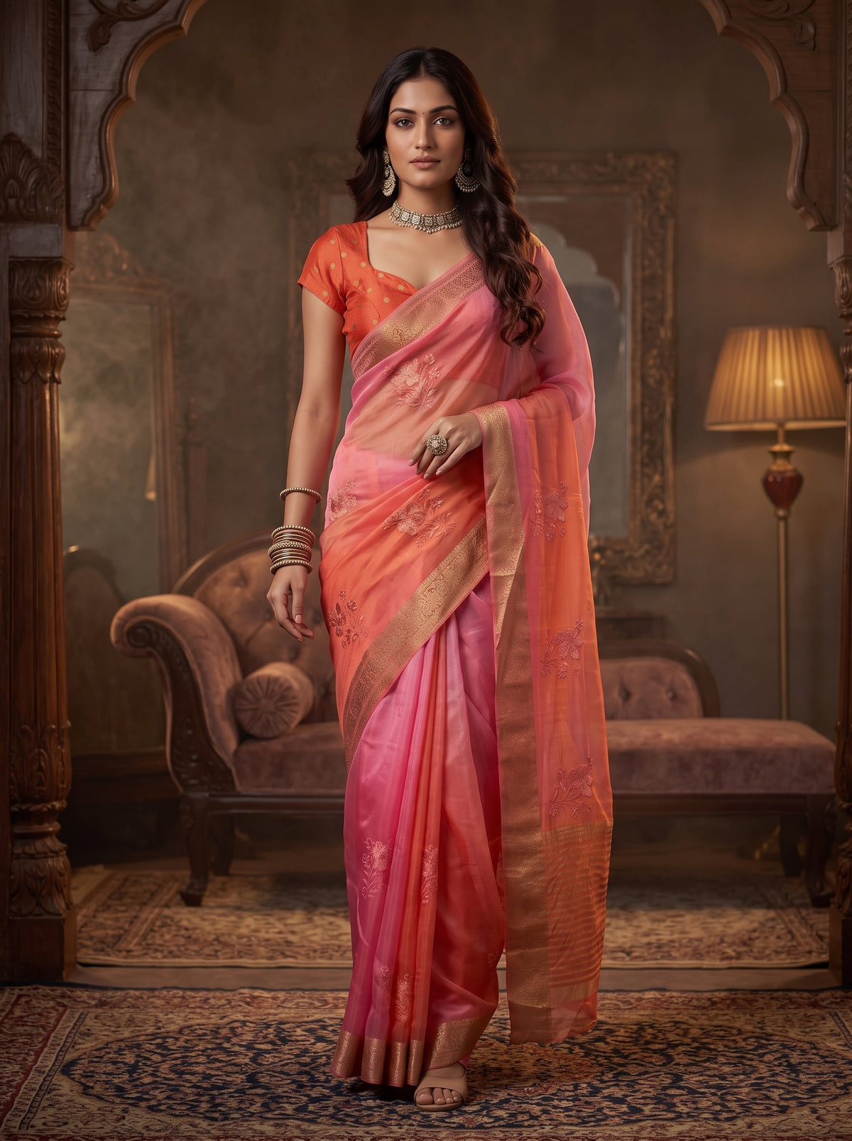 MIMOSA Gajari Jaipur Saree — pose 6 styling detail