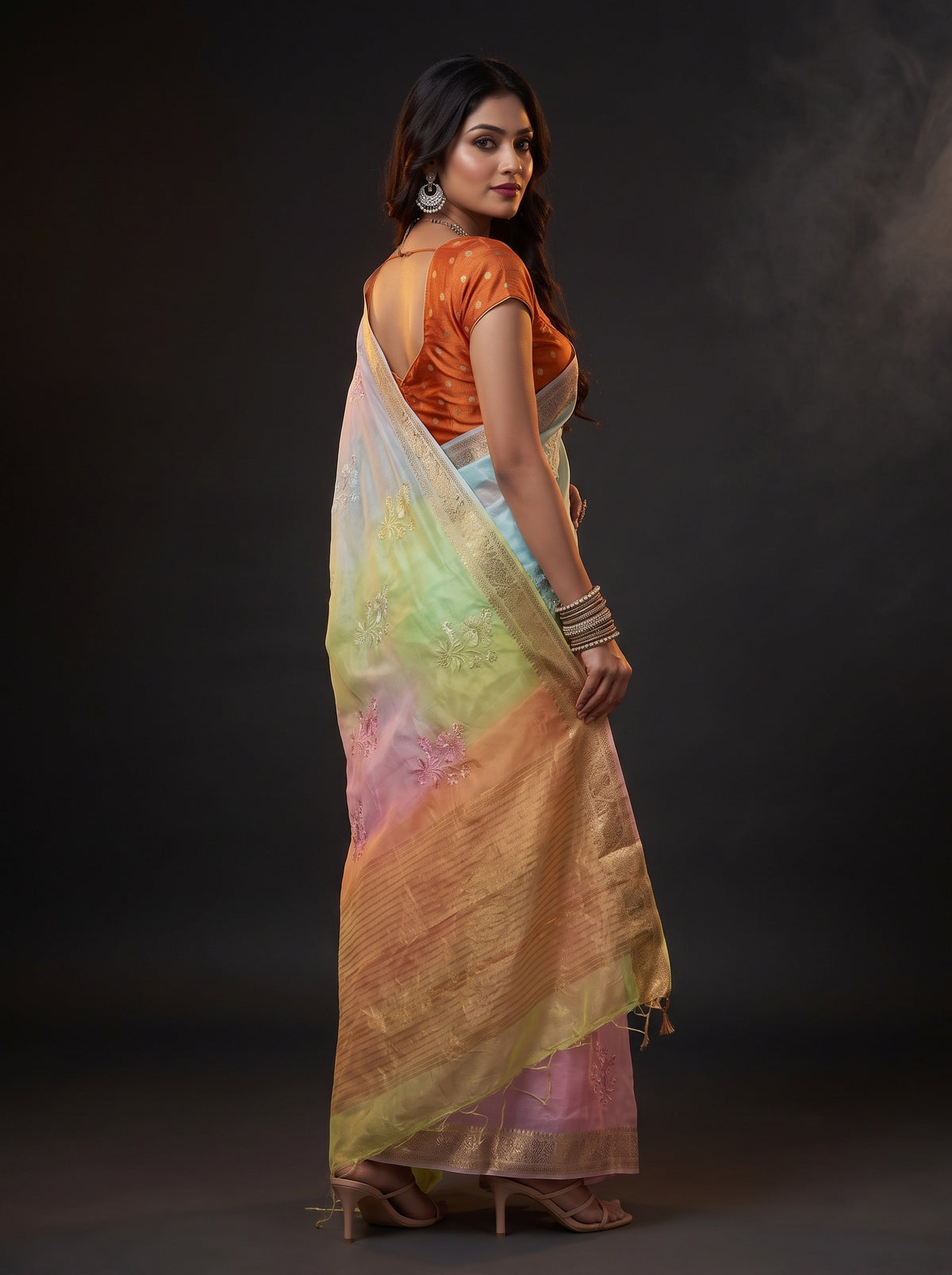 MIMOSA Pink Jaipur Saree — pose 7 styling detail