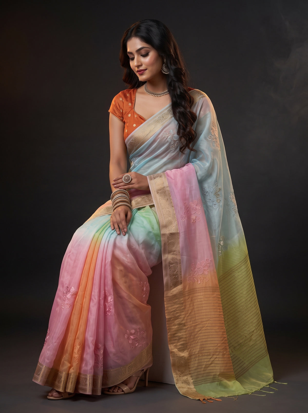 MIMOSA Pink Jaipur Saree — pose 8 styling detail