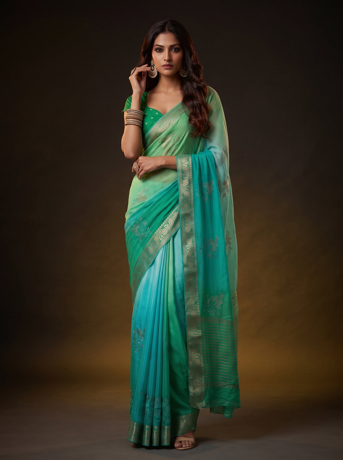 MIMOSA Rama Jaipur Saree — pose 5 styling detail
