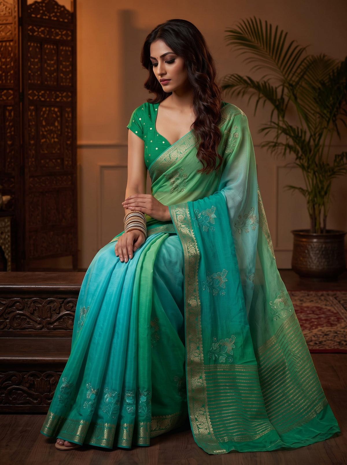 MIMOSA Rama Jaipur Saree — pose 8 styling detail