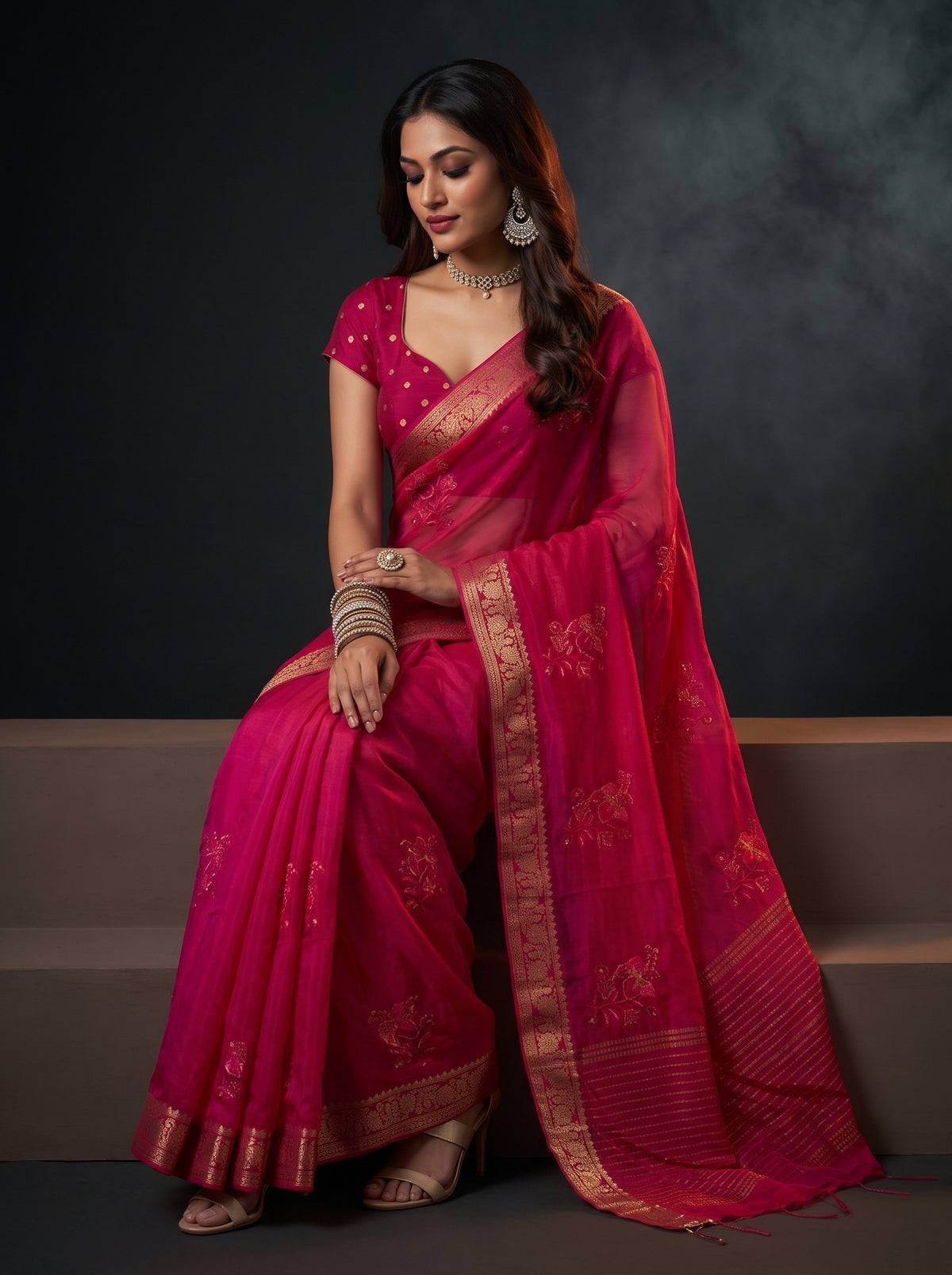 MIMOSA Rani Jaipur Saree — pose 8 styling detail