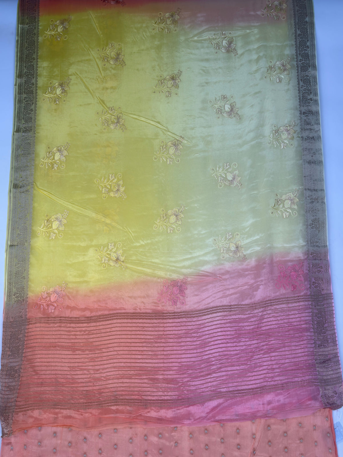 MIMOSA Yellow Jaipur Saree — pallu and zari work detail