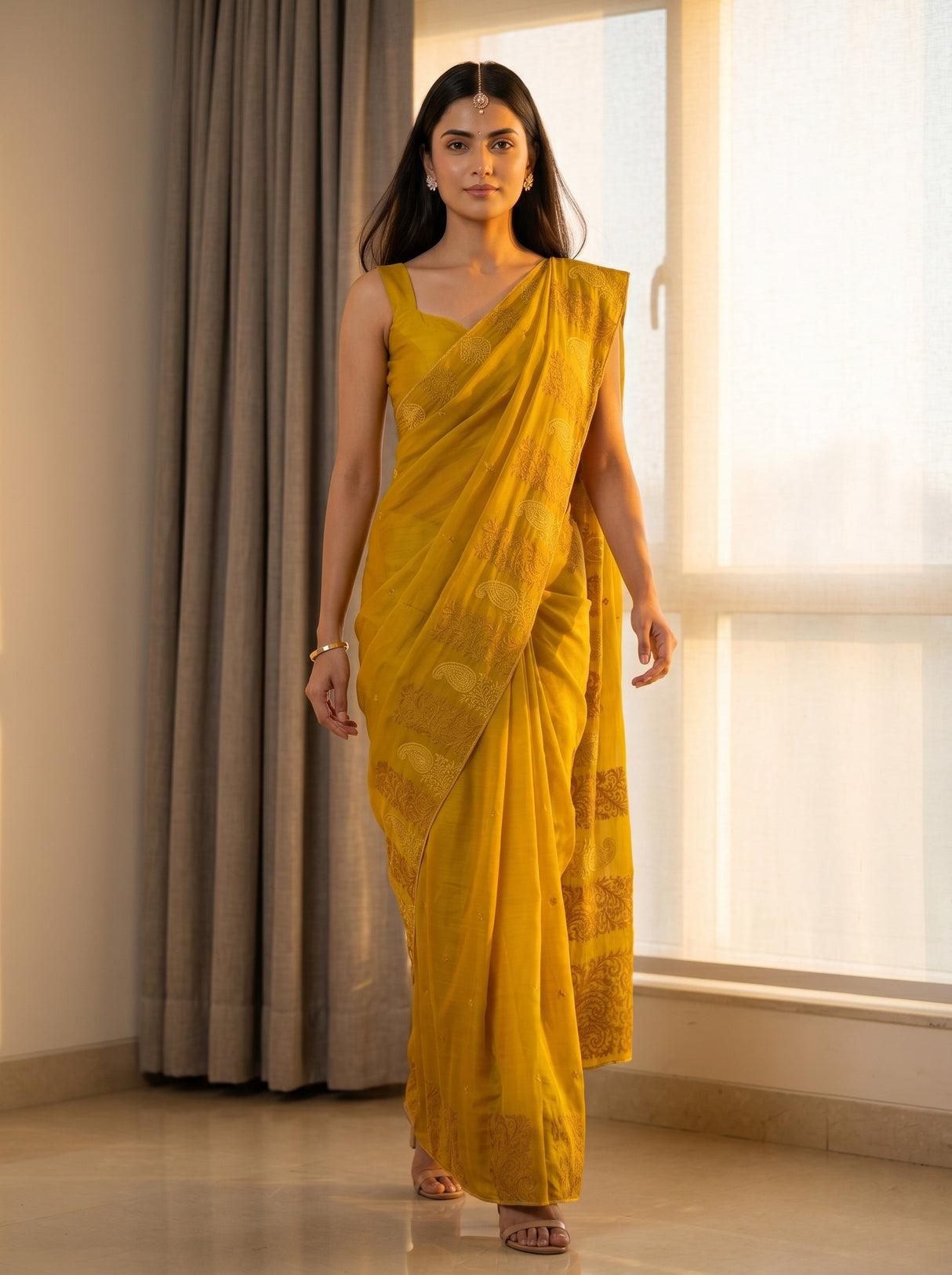 MIMOSA Gold Saree Saree — pose 6 styling detail