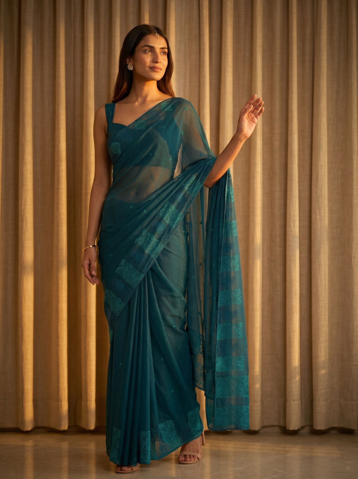 MIMOSA Navy Saree Saree — pose 5 styling detail