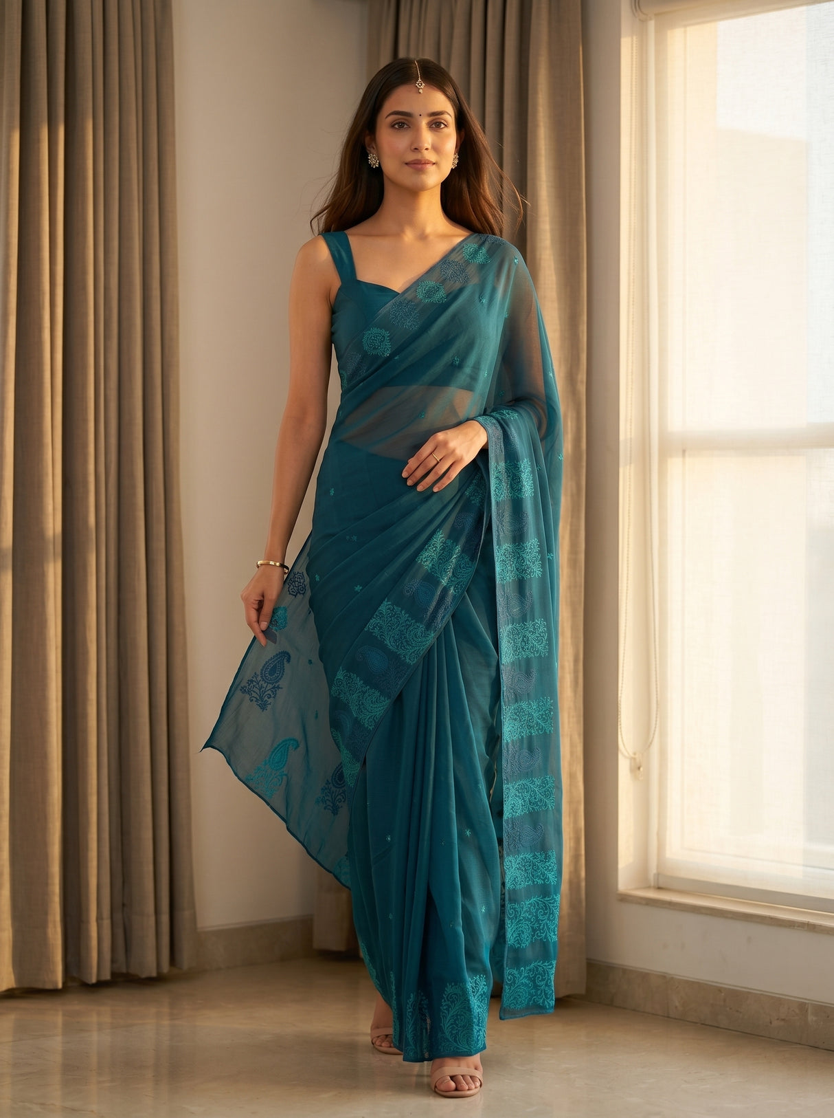 MIMOSA Navy Saree Saree — pose 6 styling detail