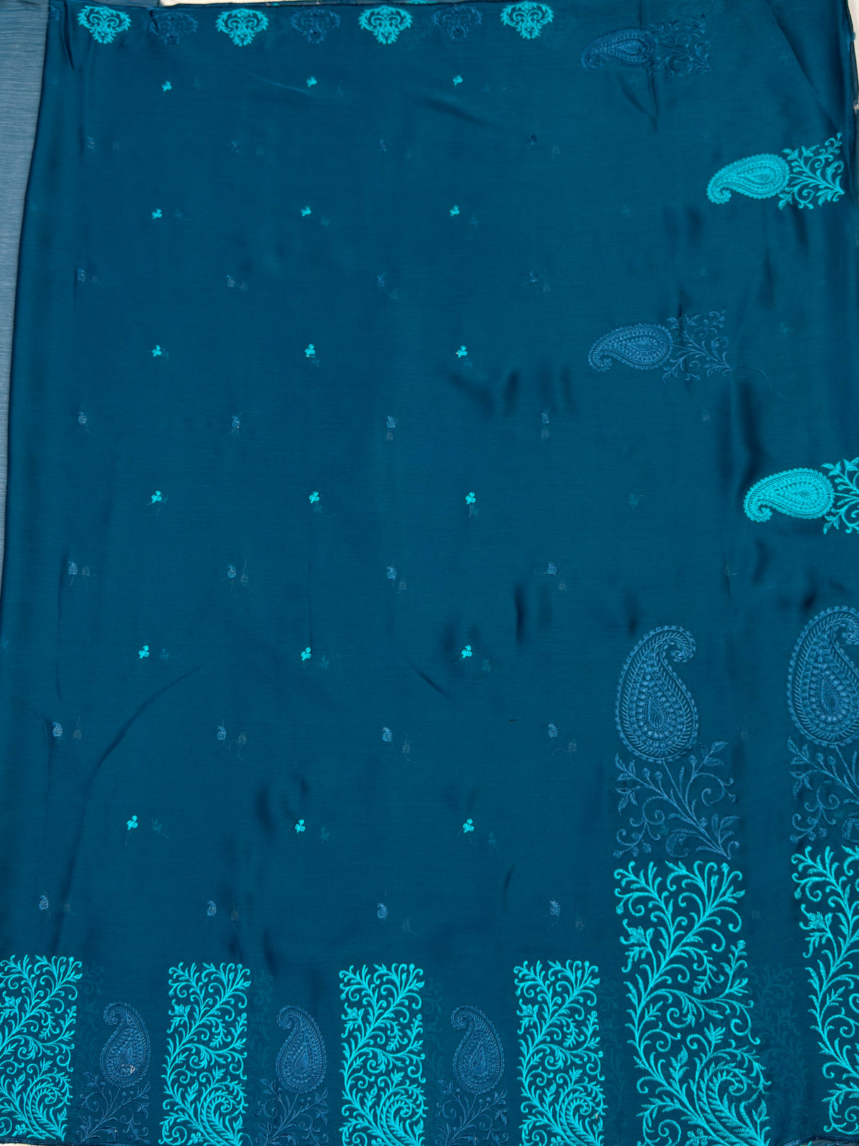 MIMOSA Navy Saree Saree — pallu and zari work detail