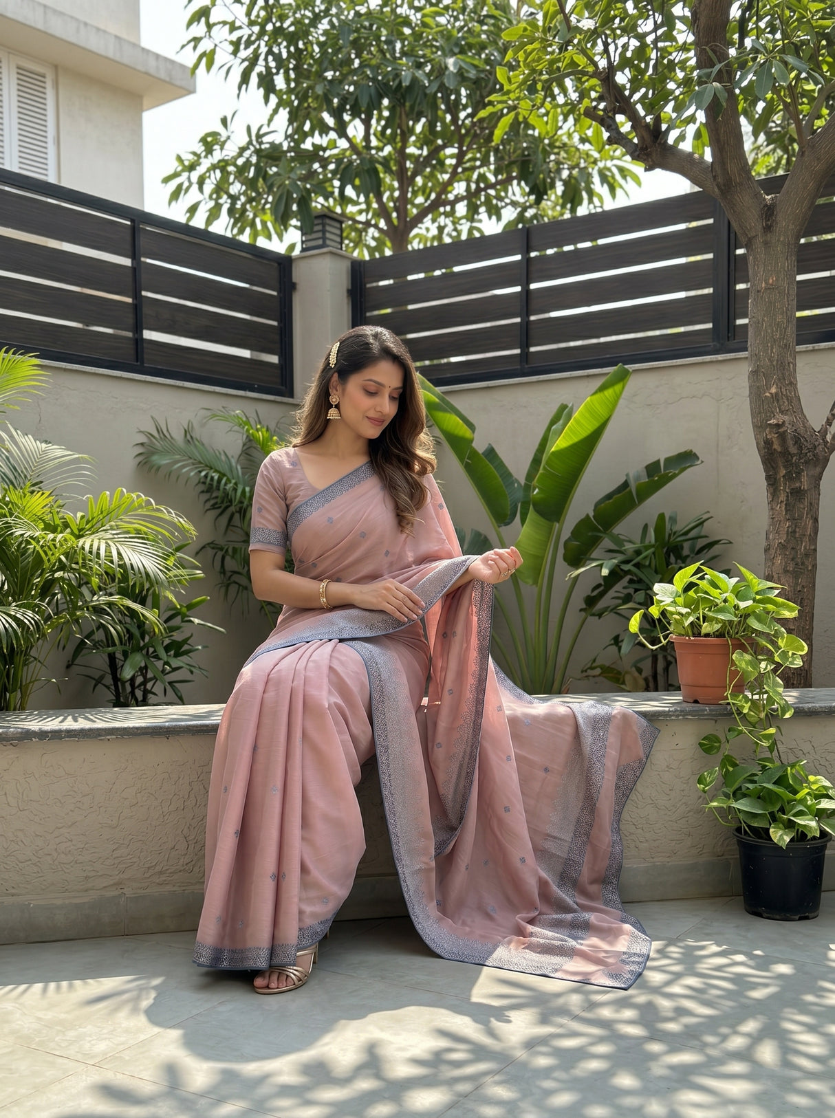 MIMOSA Chiku Saree Saree — pose 8 styling detail