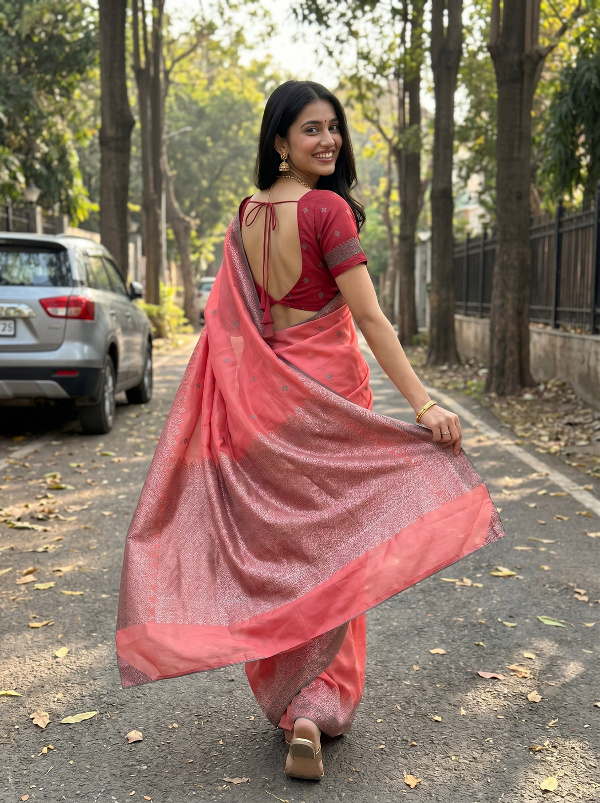 MIMOSA Gajari Saree Saree — pose 2 styling detail