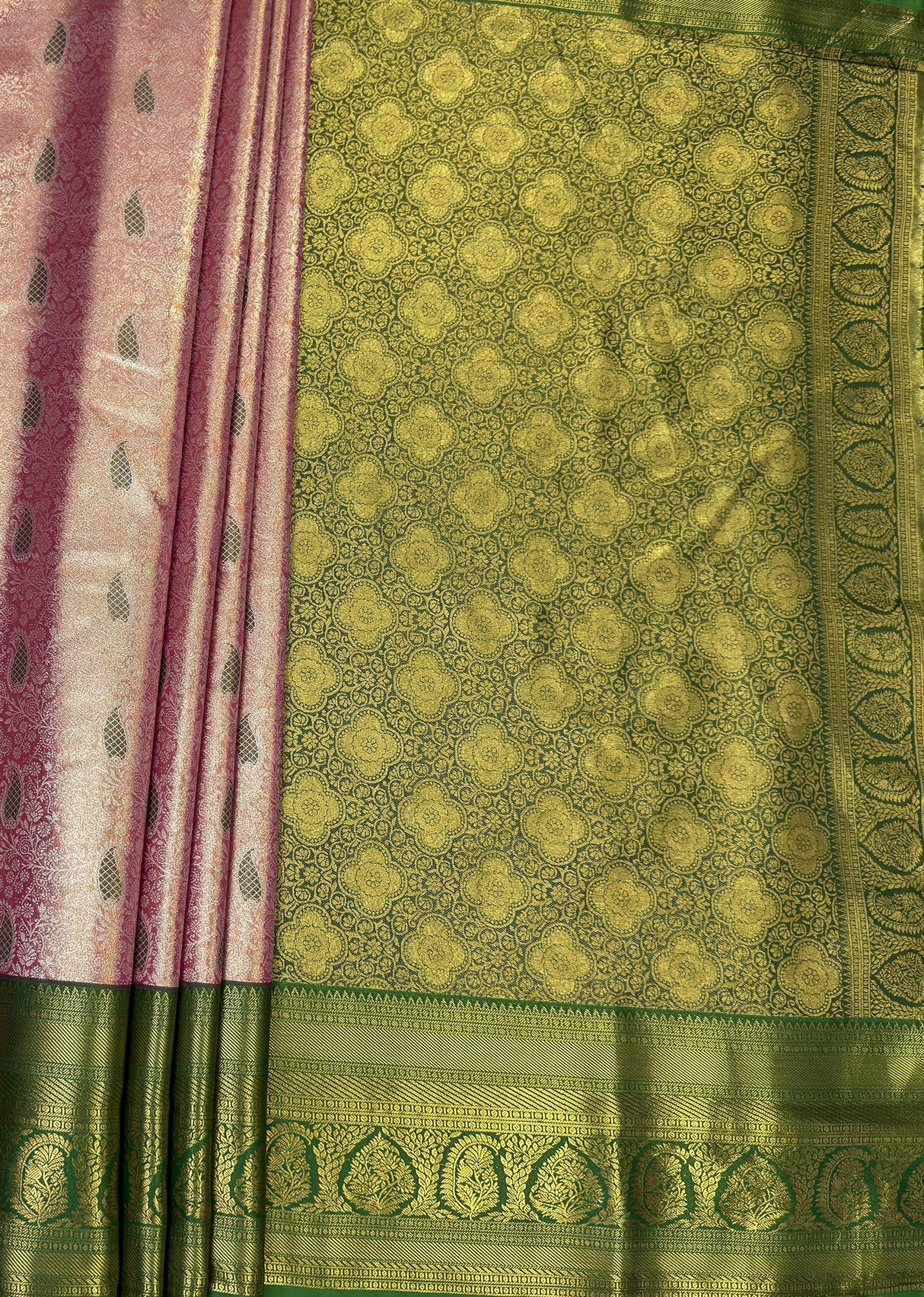 MIMOSA Rani Kanjivaram Art Silk Saree β pallu and zari work detail