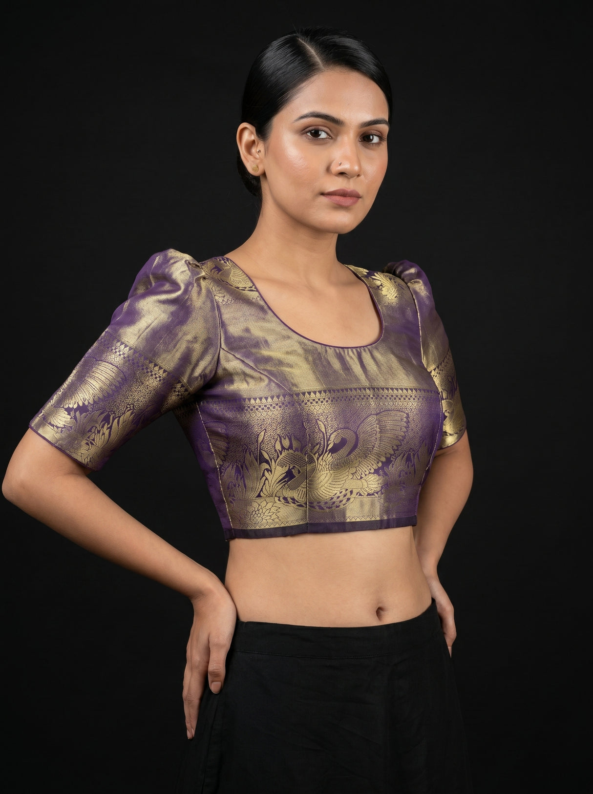 MIMOSA Olive Kanjivaram Art Silk Saree β blouse close-up