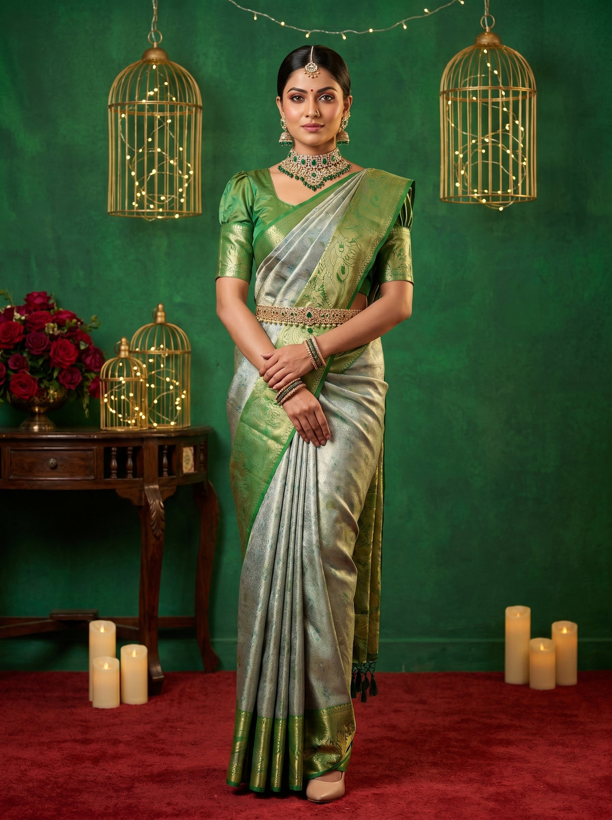 MIMOSA Saffire Kanjivaram Art Silk Saree β Mannequin Draped