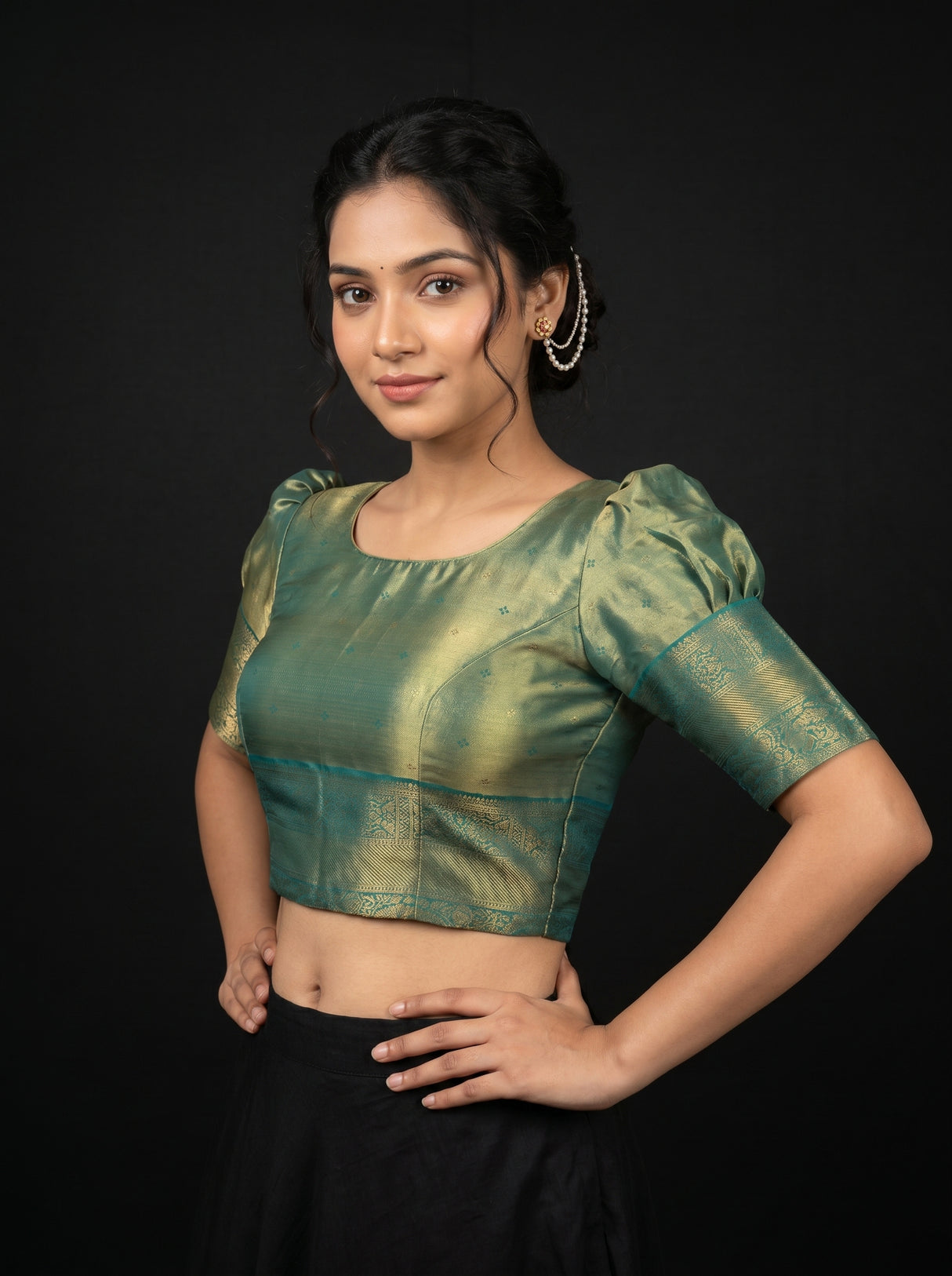 MIMOSA Gajari Kanjivaram Art Silk Saree β blouse close-up