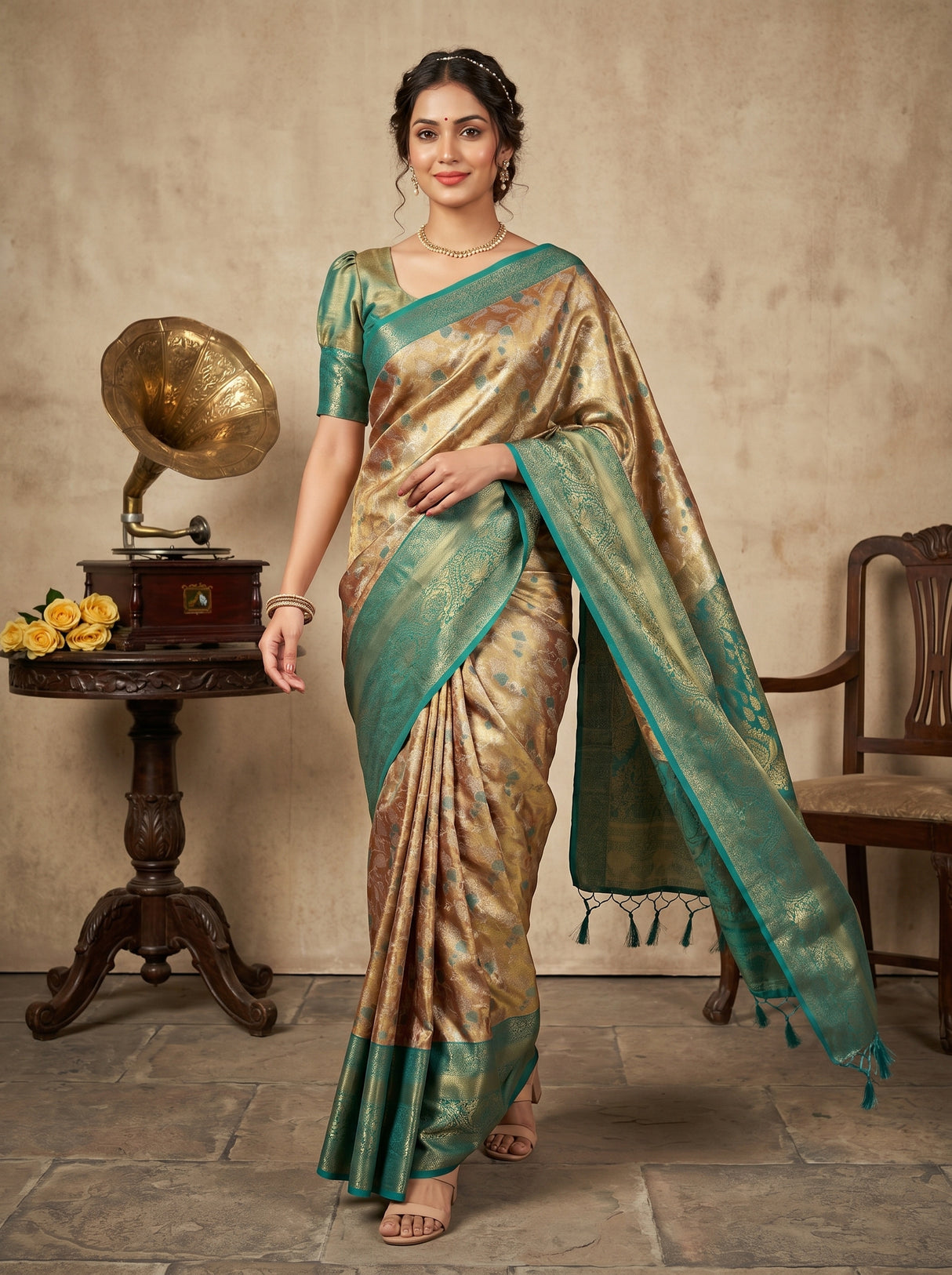 MIMOSA Maroon Kanjivaram Art Silk Saree β pose 7 styling detail