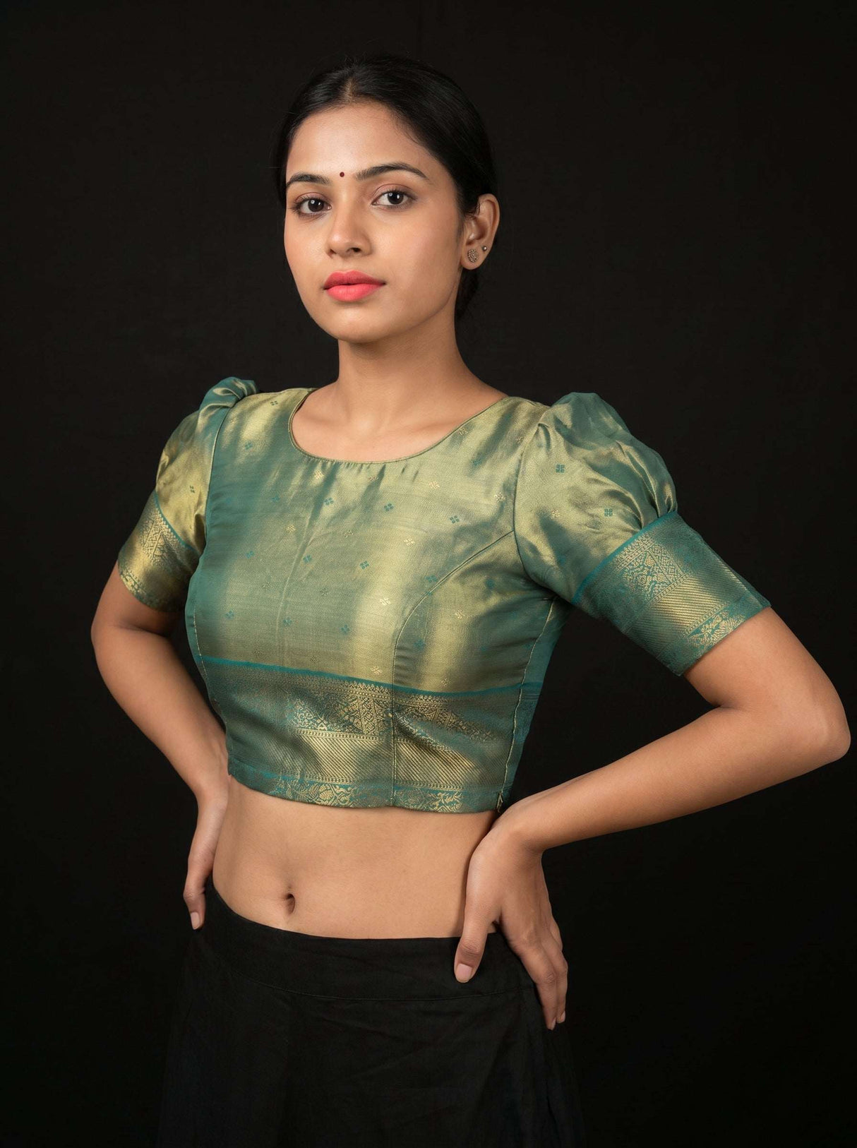 MIMOSA Maroon Kanjivaram Art Silk Saree — blouse close-up
