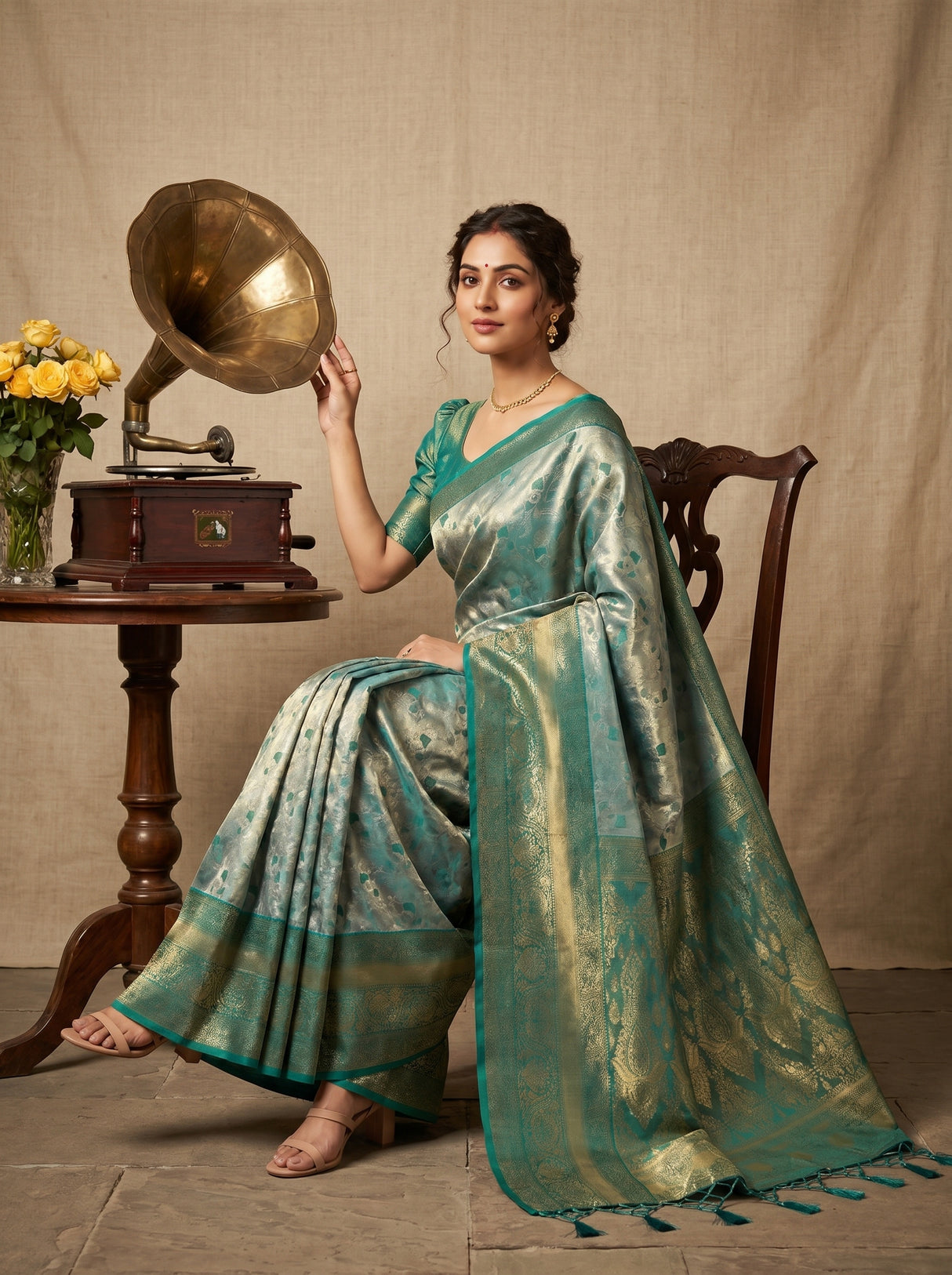 MIMOSA Saffire Kanjivaram Art Silk Saree β pose 4 styling detail