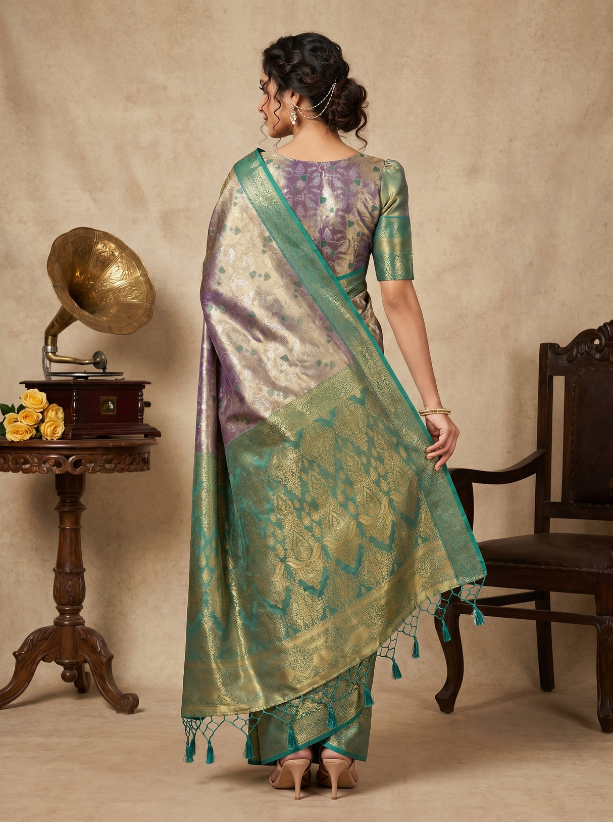 MIMOSA Green Art Silk Unstitched Blouse Fabric