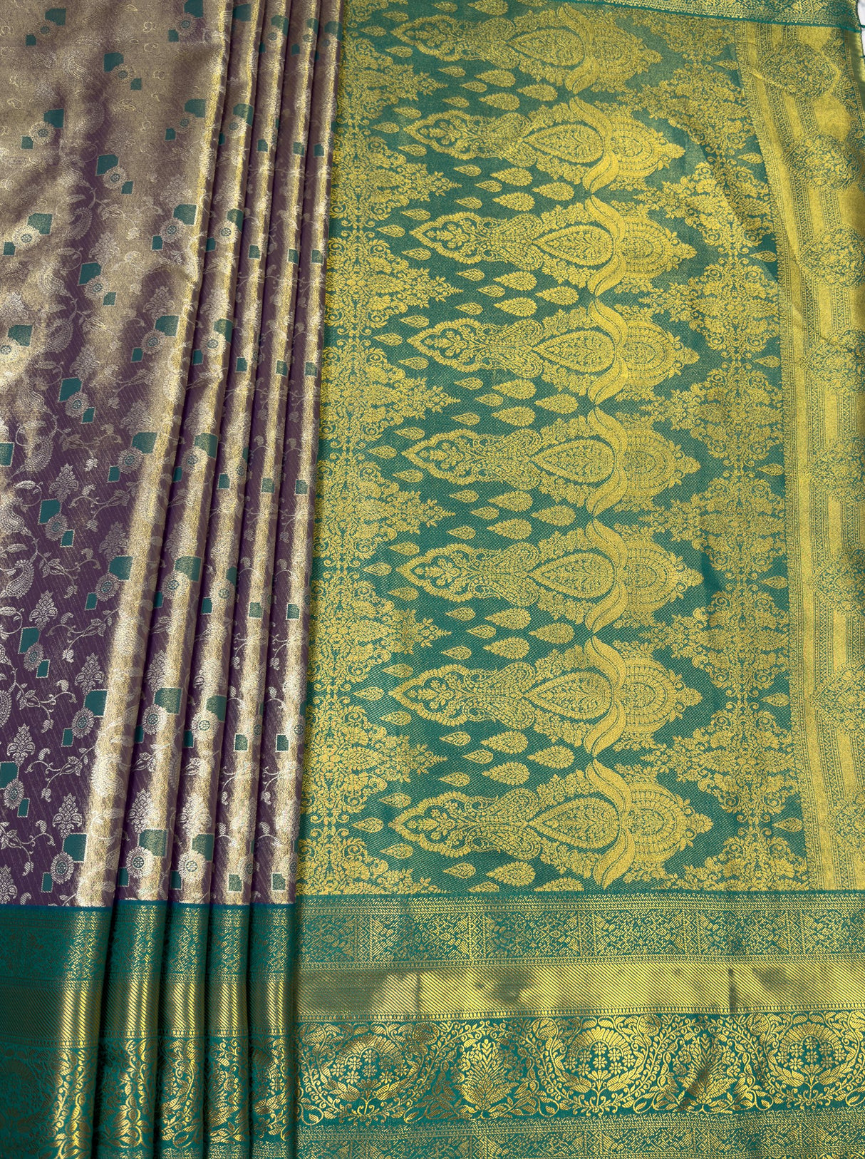 MIMOSA Violet Kanjivaram Art Silk Saree β pallu and zari work detail