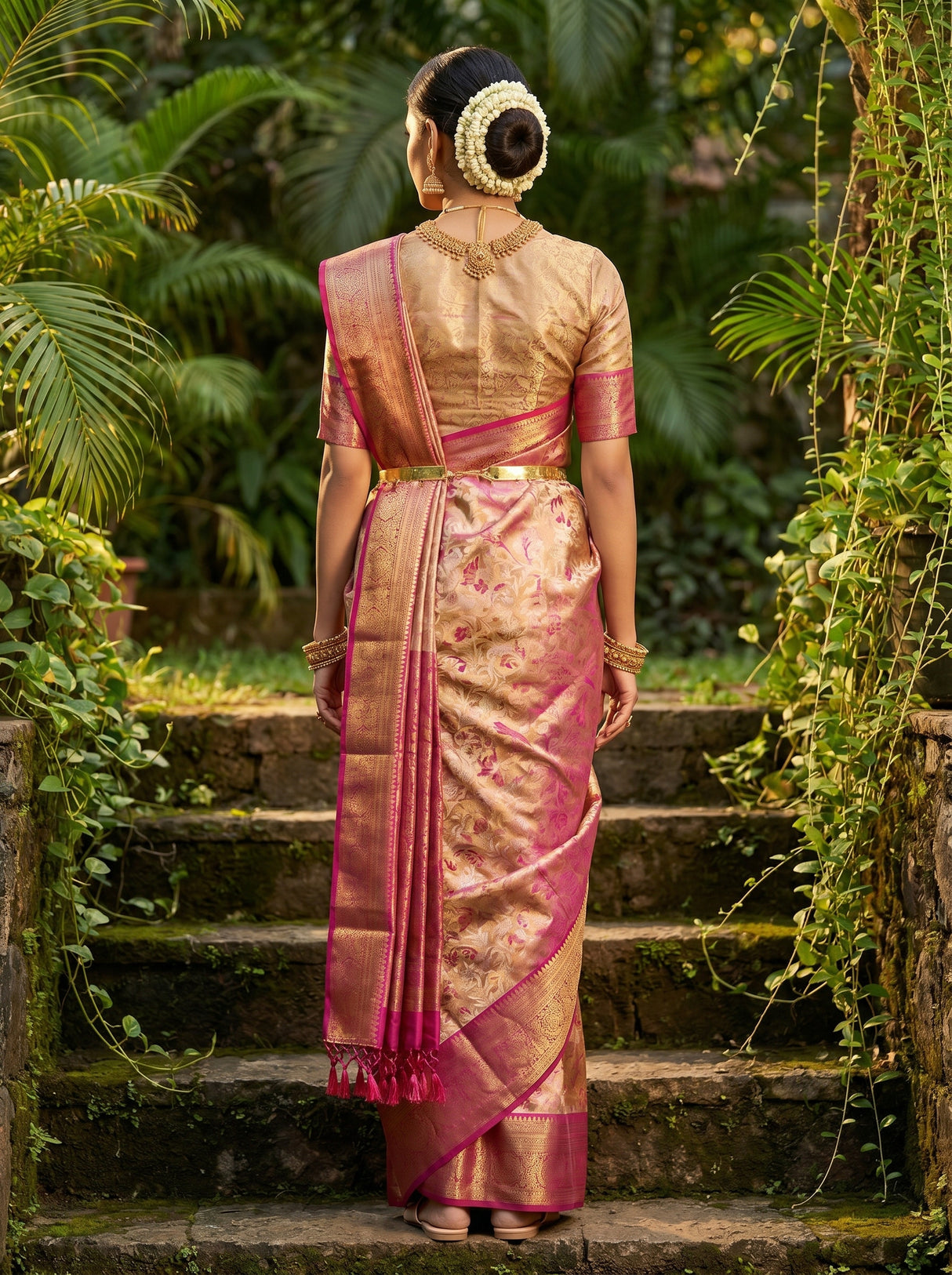 MIMOSA Gajari Kanjivaram Art Silk Saree — Unstitched Blouse Piece