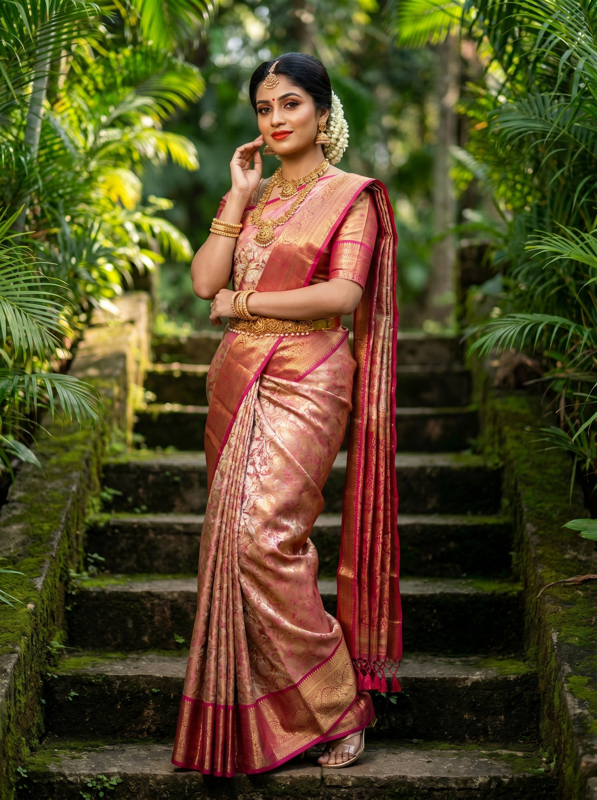 MIMOSA Gajari Kanjivaram Art Silk Saree — pose 4 styling detail
