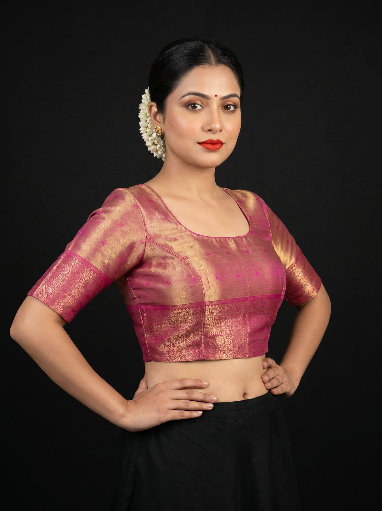MIMOSA Rama Kanjivaram Art Silk Saree β blouse close-up