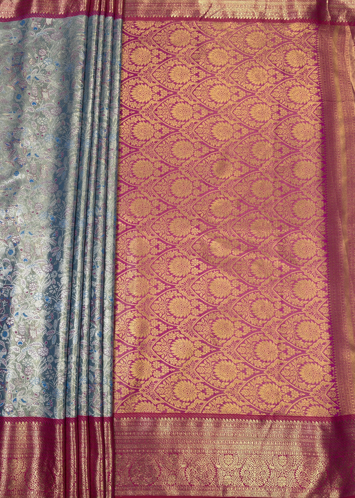 MIMOSA Saffire Kanjivaram Art Silk Saree β pallu and zari work detail